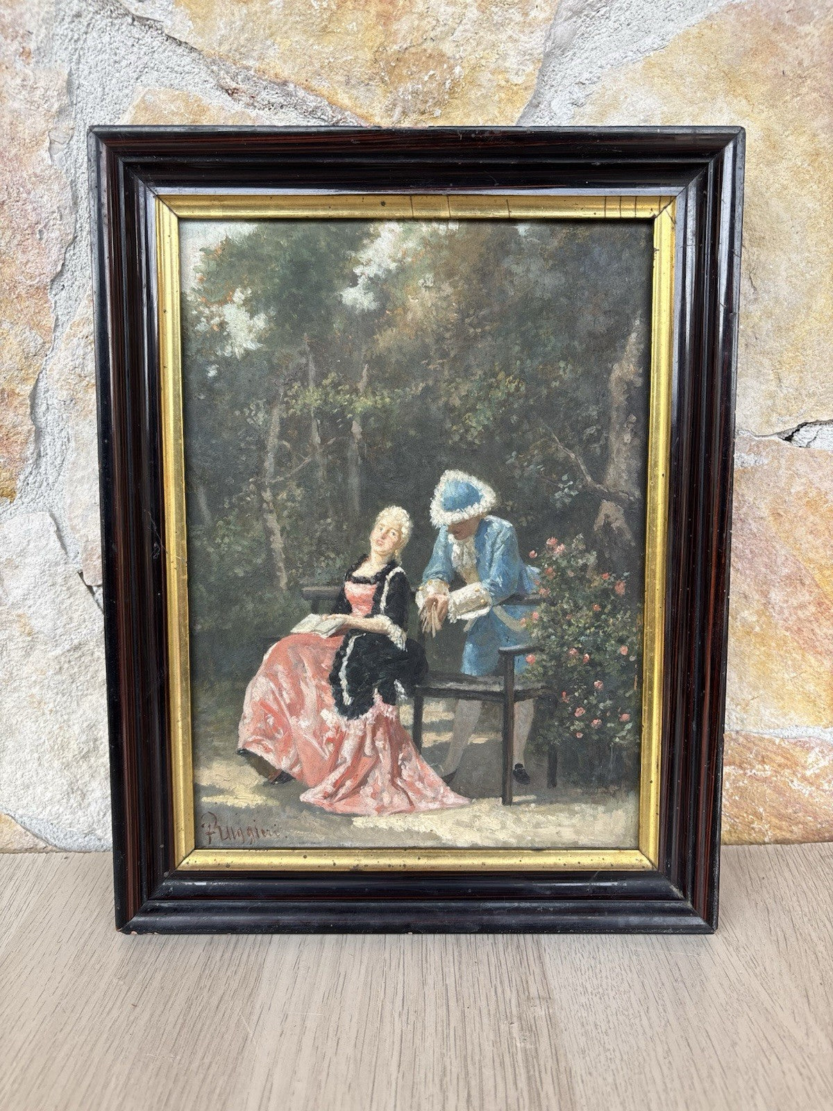 Quadro antico -Figure Di Nobili- Ferdinando Ruggieri- dipinto a olio su tavola