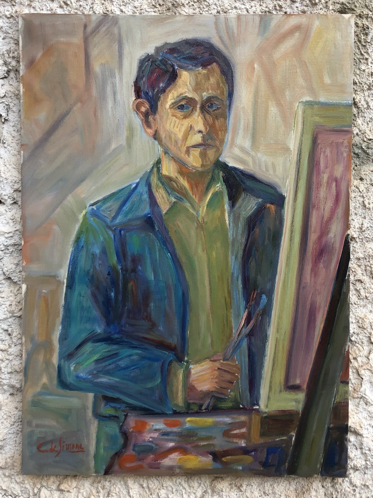 Quadro vintage -Il Pittore- dipinto a olio su tela