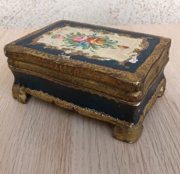 Scatola Portagioie Vintage In Legno Stile Fiorentino