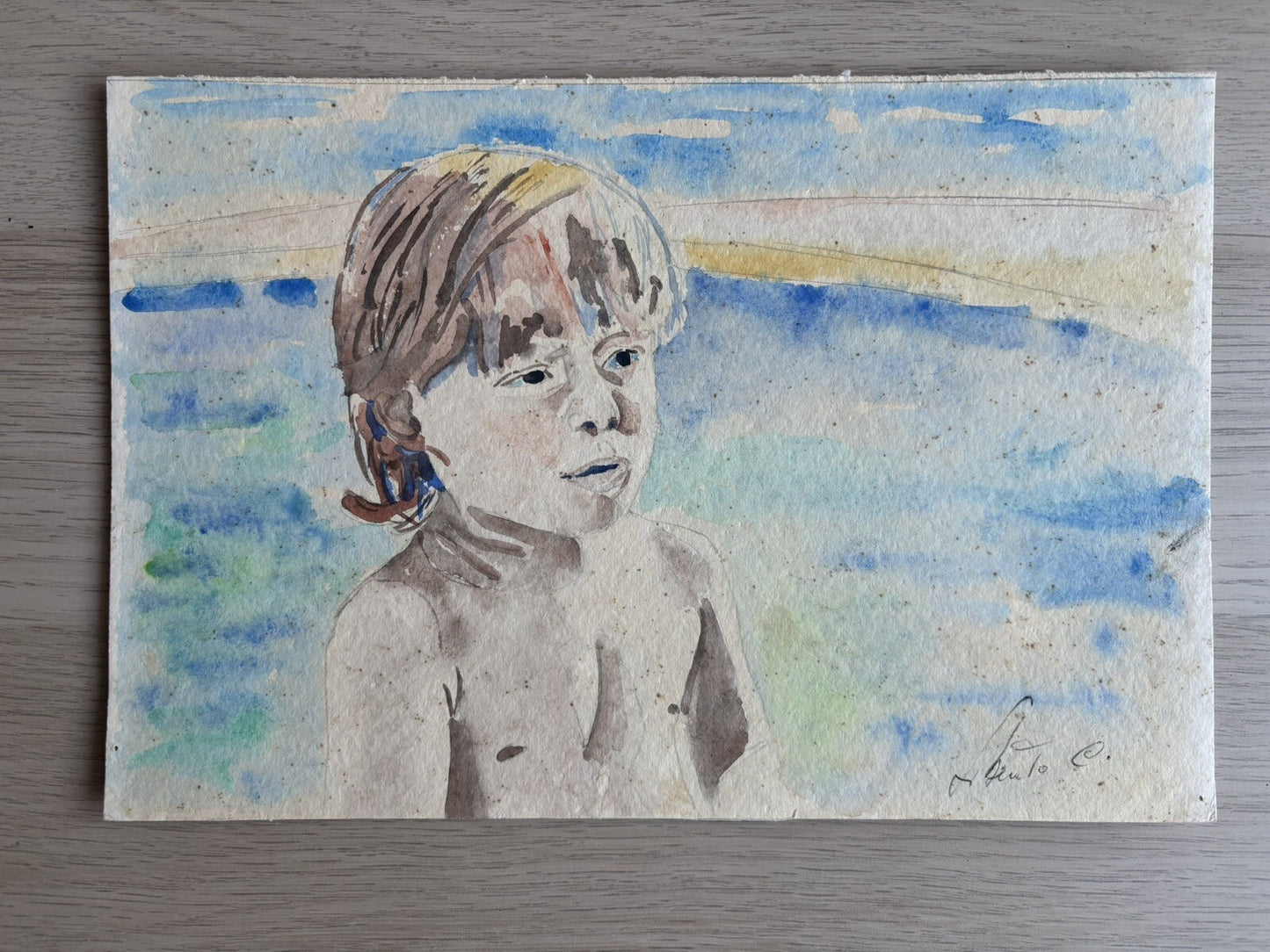 Quadro -Figura Bambino- acquerello su carta