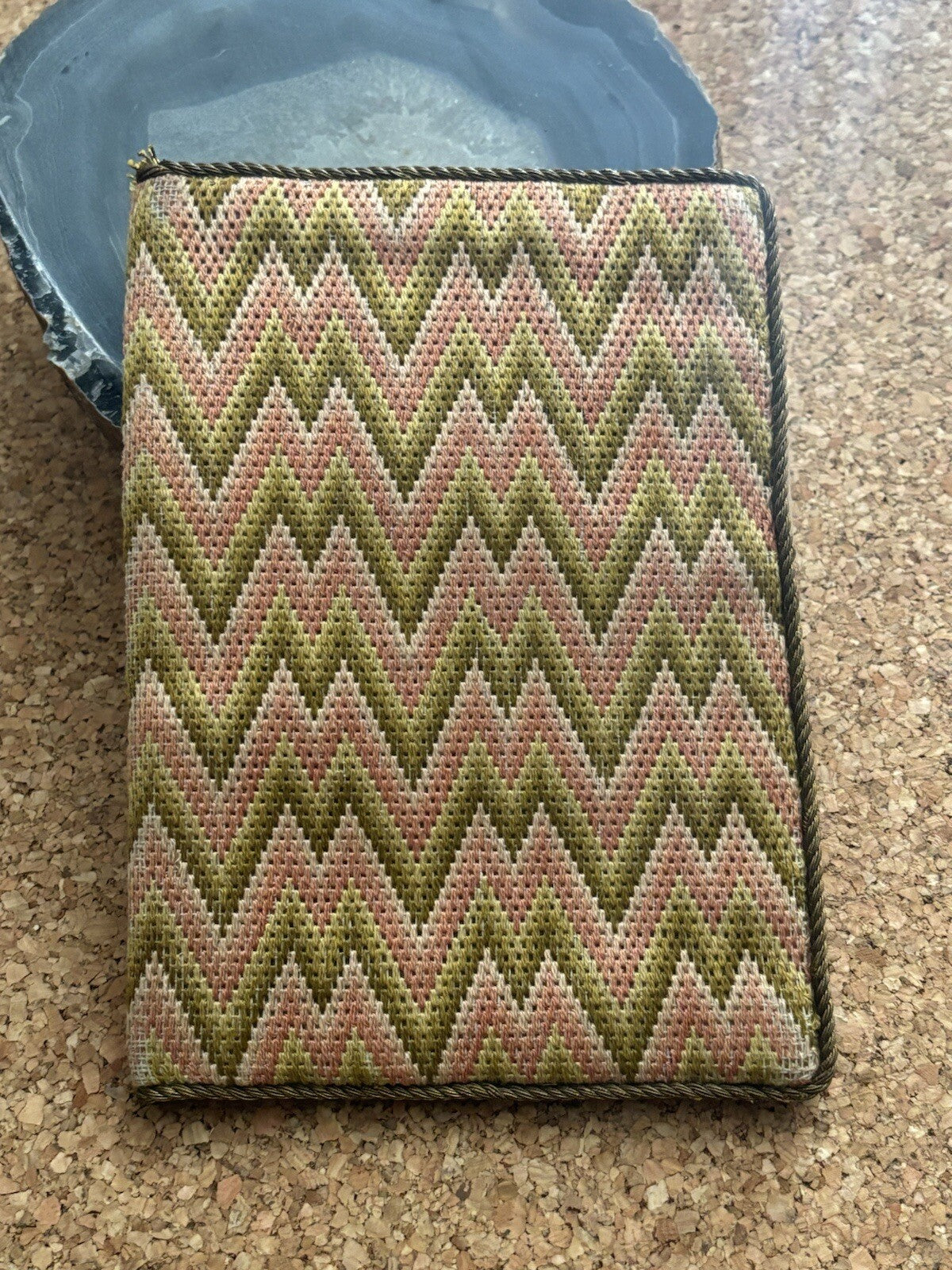 Porta Documenti, Portacarte Ricamato Vintage Con Iniziali