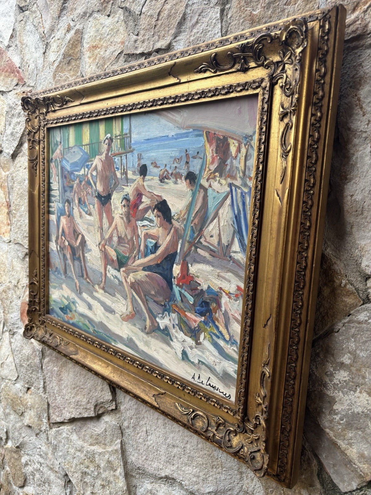 Quadro -Bagnanti- Armando De Lauzieres dipinto a olio