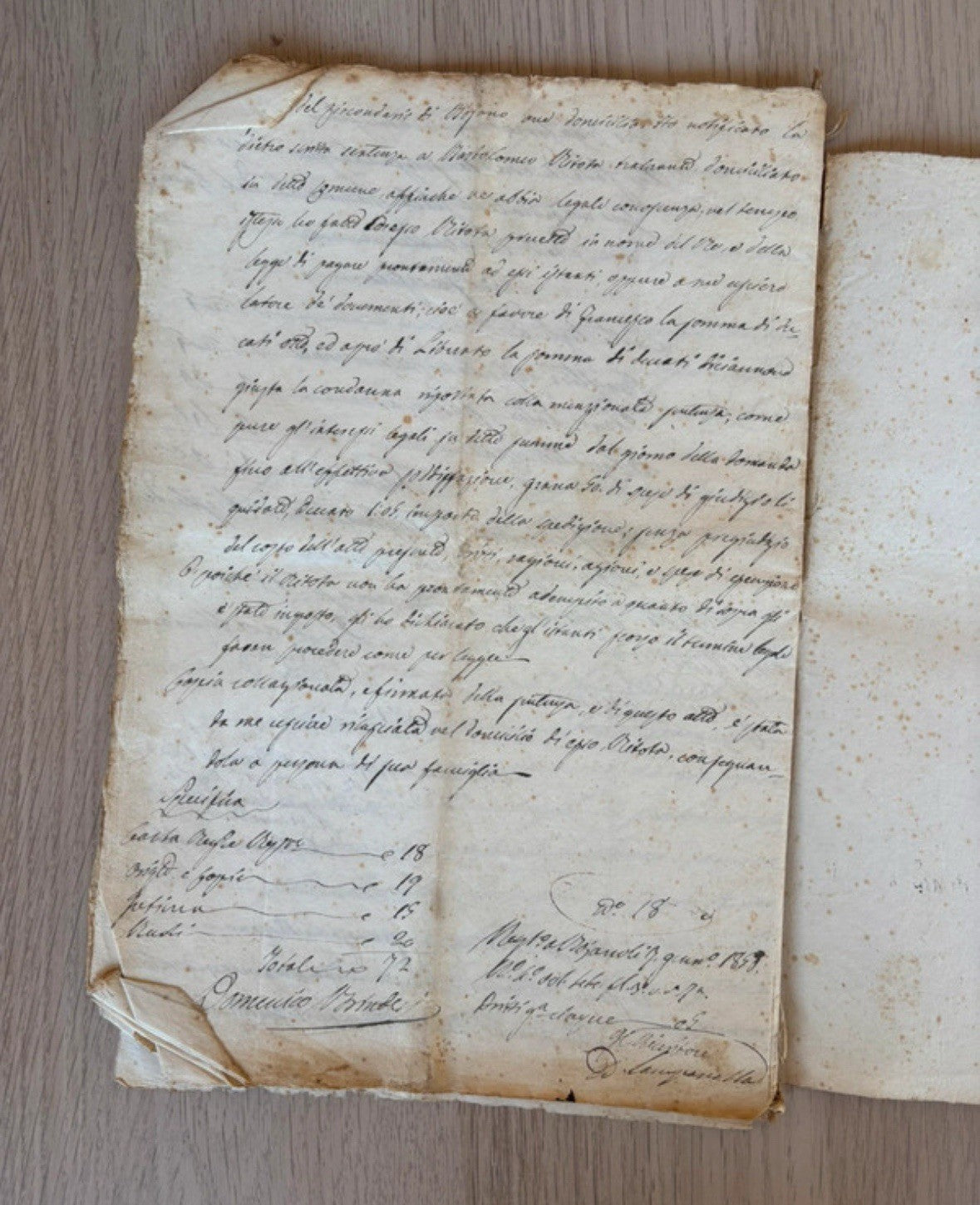 Manoscritti Antichi, Documenti 1800 Con Timbri Del Regno Delle Due Sicilie