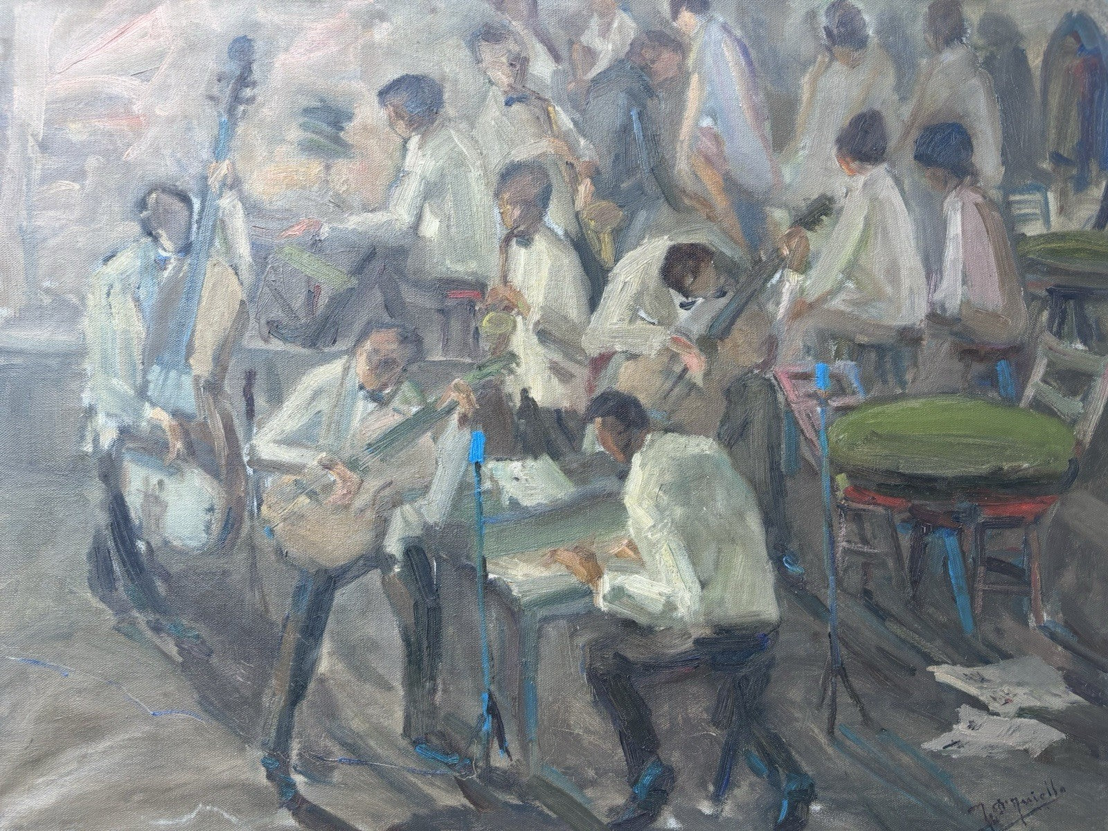 Quadro -Musicisti- Michele D’Aniello dipinto a olio su tela