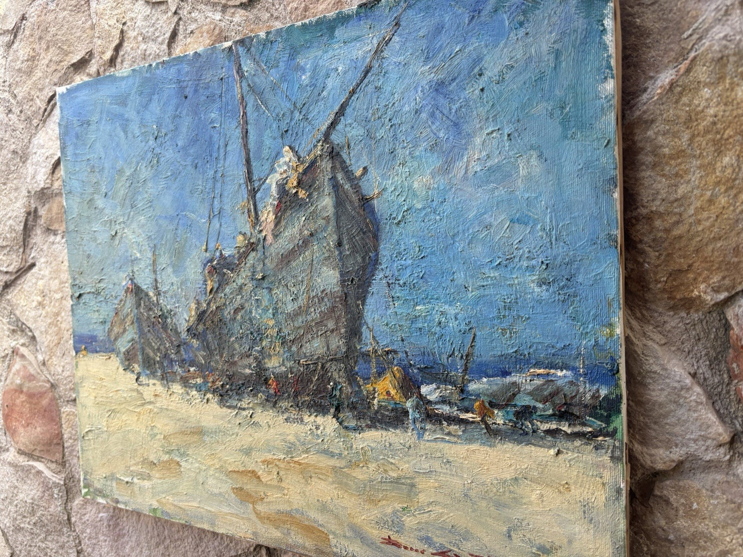 Quadro -Barche All’ormeggio- Rocco Carvelli- dipinto a olio su tela