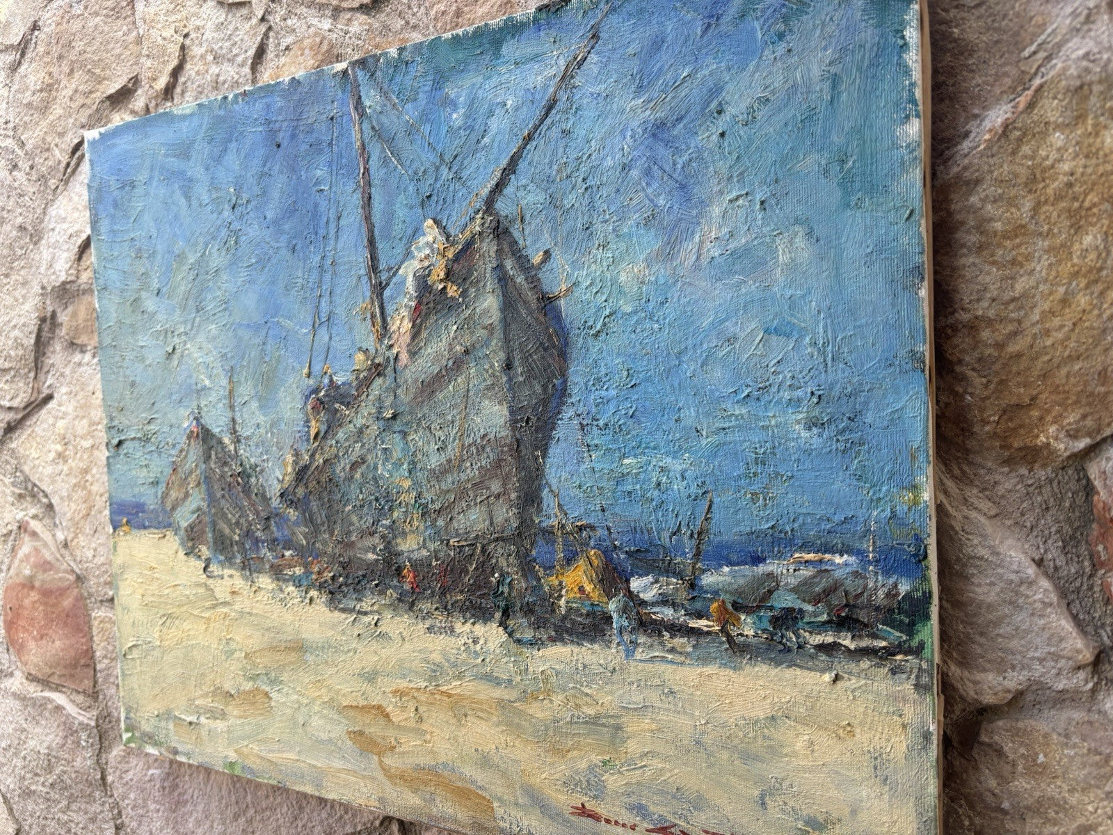 Quadro -Barche All’ormeggio- Rocco Carvelli- dipinto a olio su tela