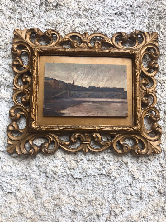 QUADRO VINTAGE DIPINTO A OLIO SU TAVOLA