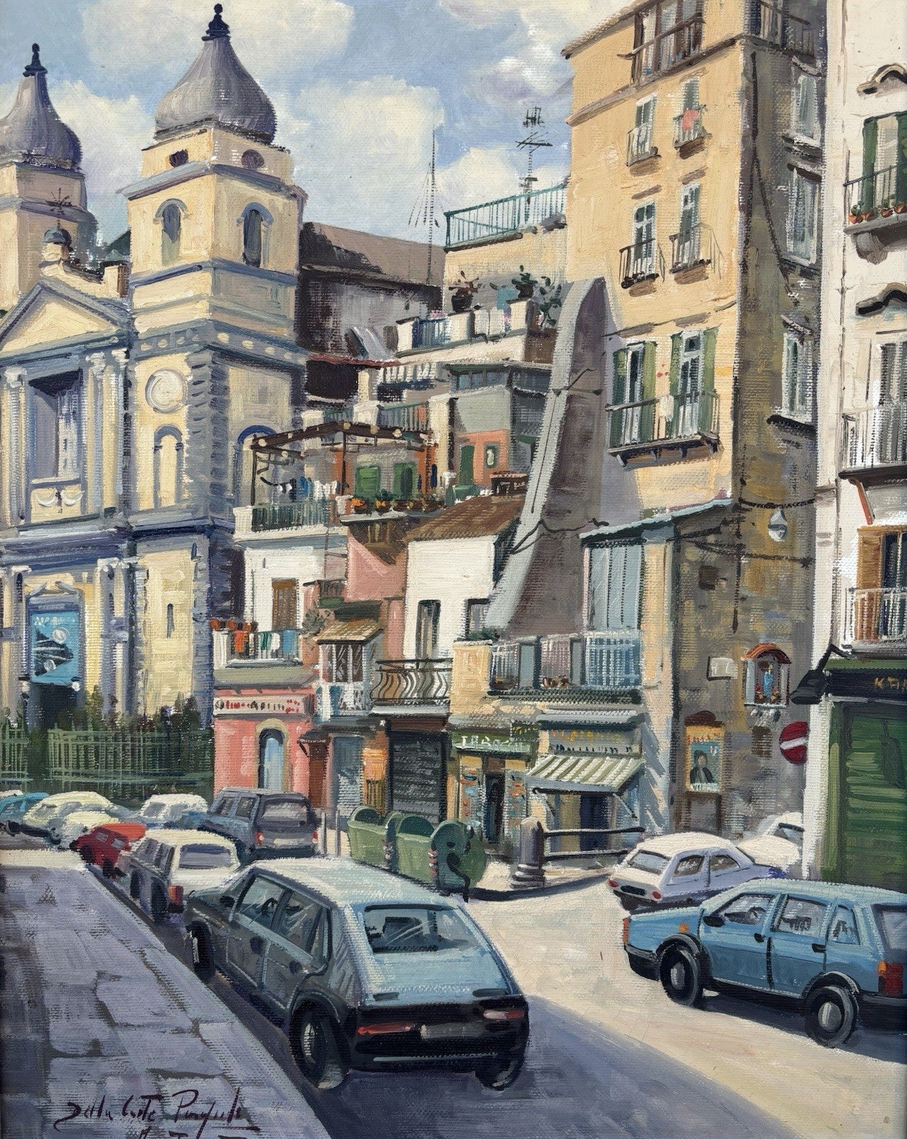 Quadro -Napoli, Montesanto- dipinto a olio su tela