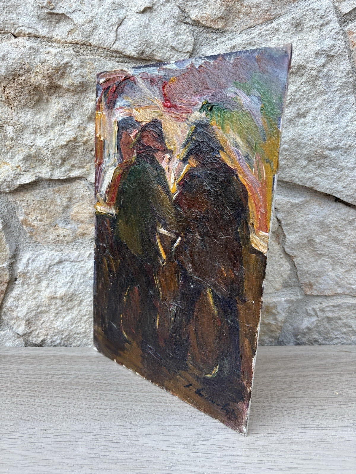 Quadro -Figure- Italo Lombardi dipinto a olio su cartoncino telato