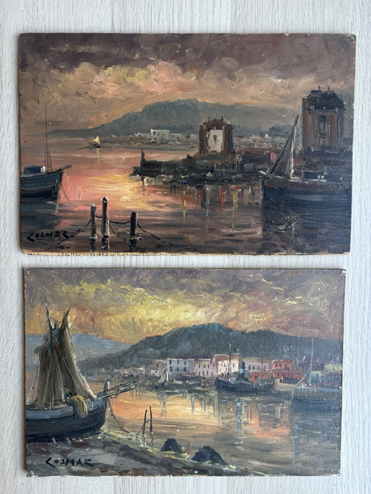 Coppia quadri -Marine Al Tramonto- Jan Cosmak  dipinti a olio