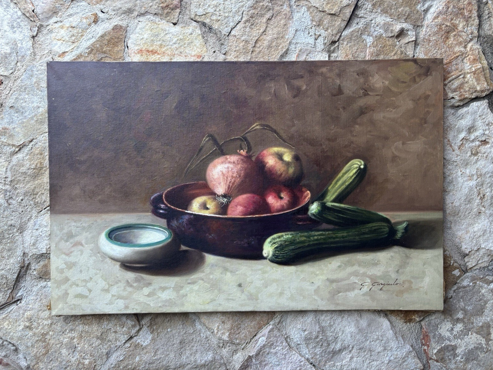 Quadro -Natura Morta- Giuseppe Gargiulo dipinto a olio su tela