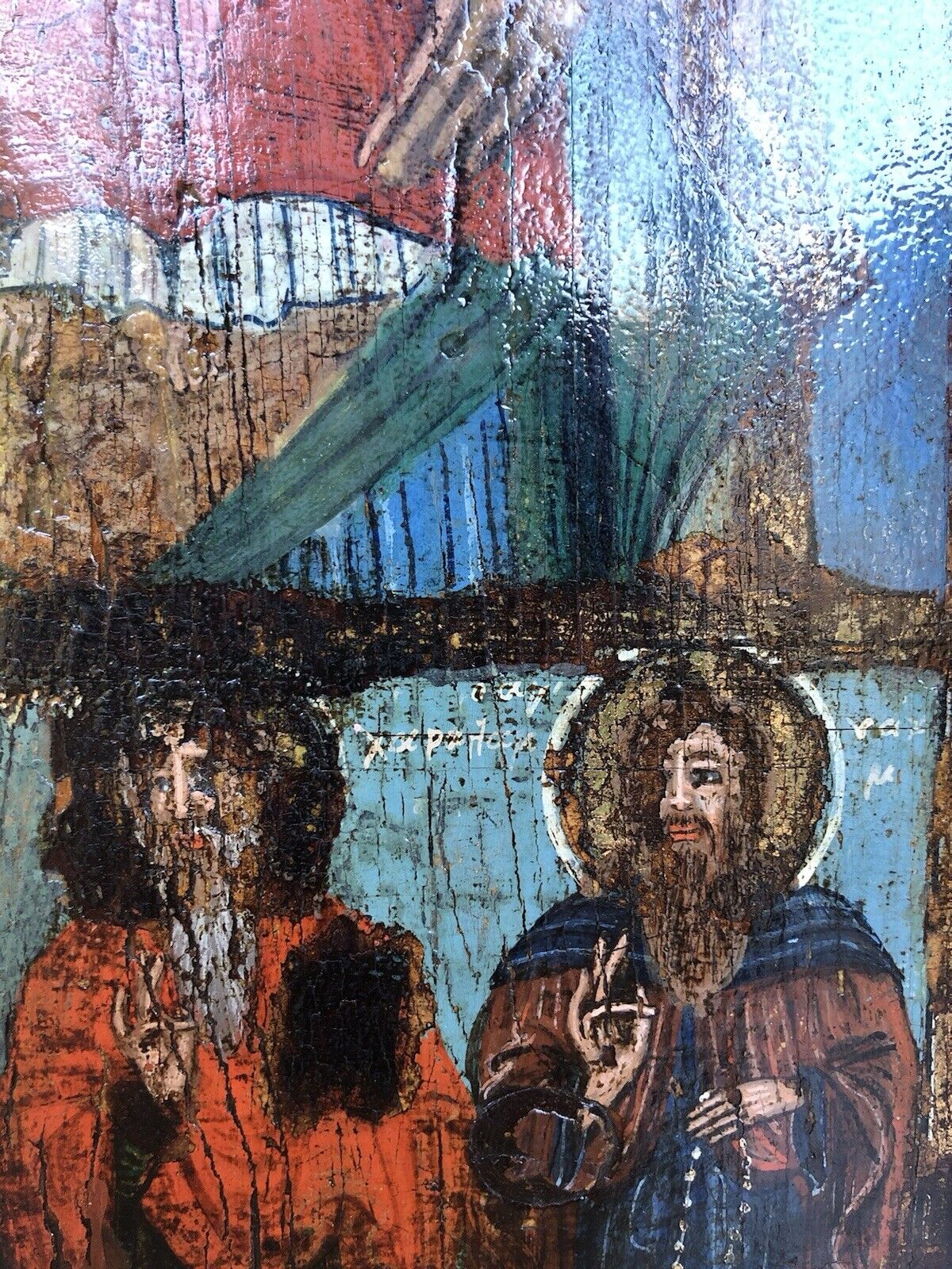 Icona Religiosa Antica Dipinta Su Legno