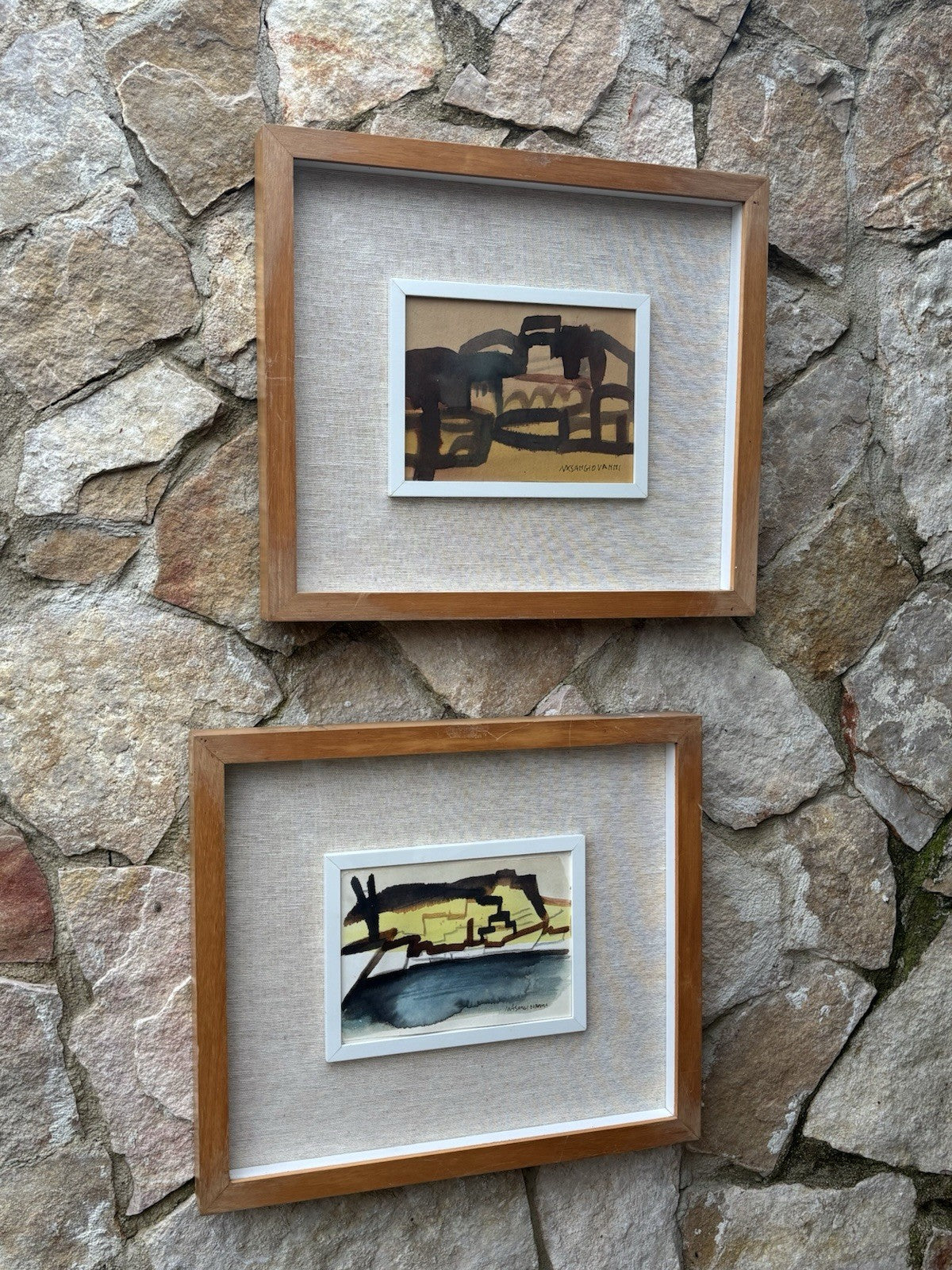 Coppia di quadri -Paesaggi- Mario Sangiovanni realizzati a tecnica mista