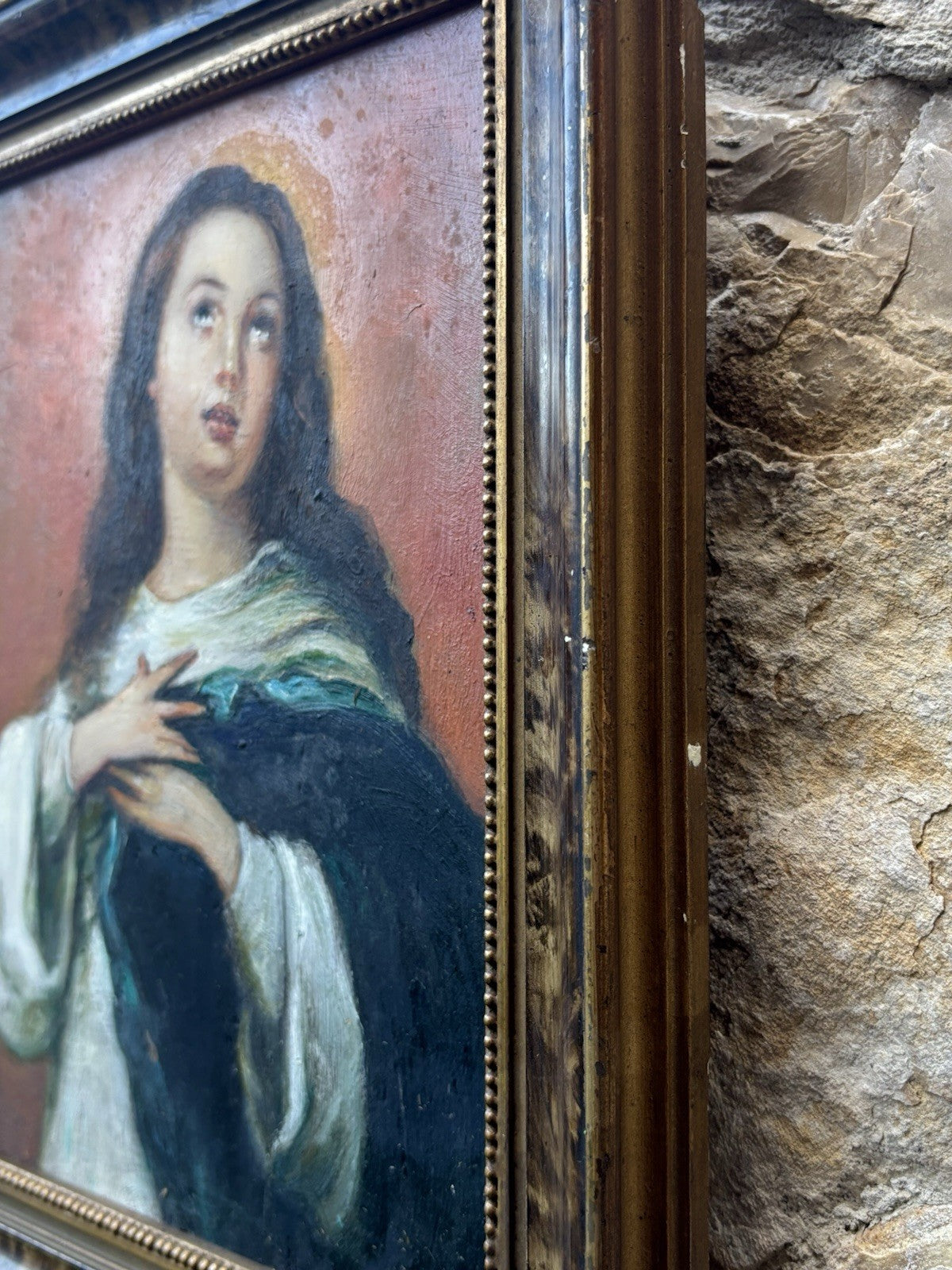 Quadro antico -Madonna- dipinto a olio su tavola