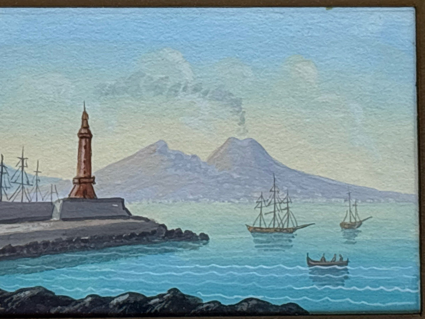 Coppia Di Quadri Vintage Gouache Dipinti -Napoli-