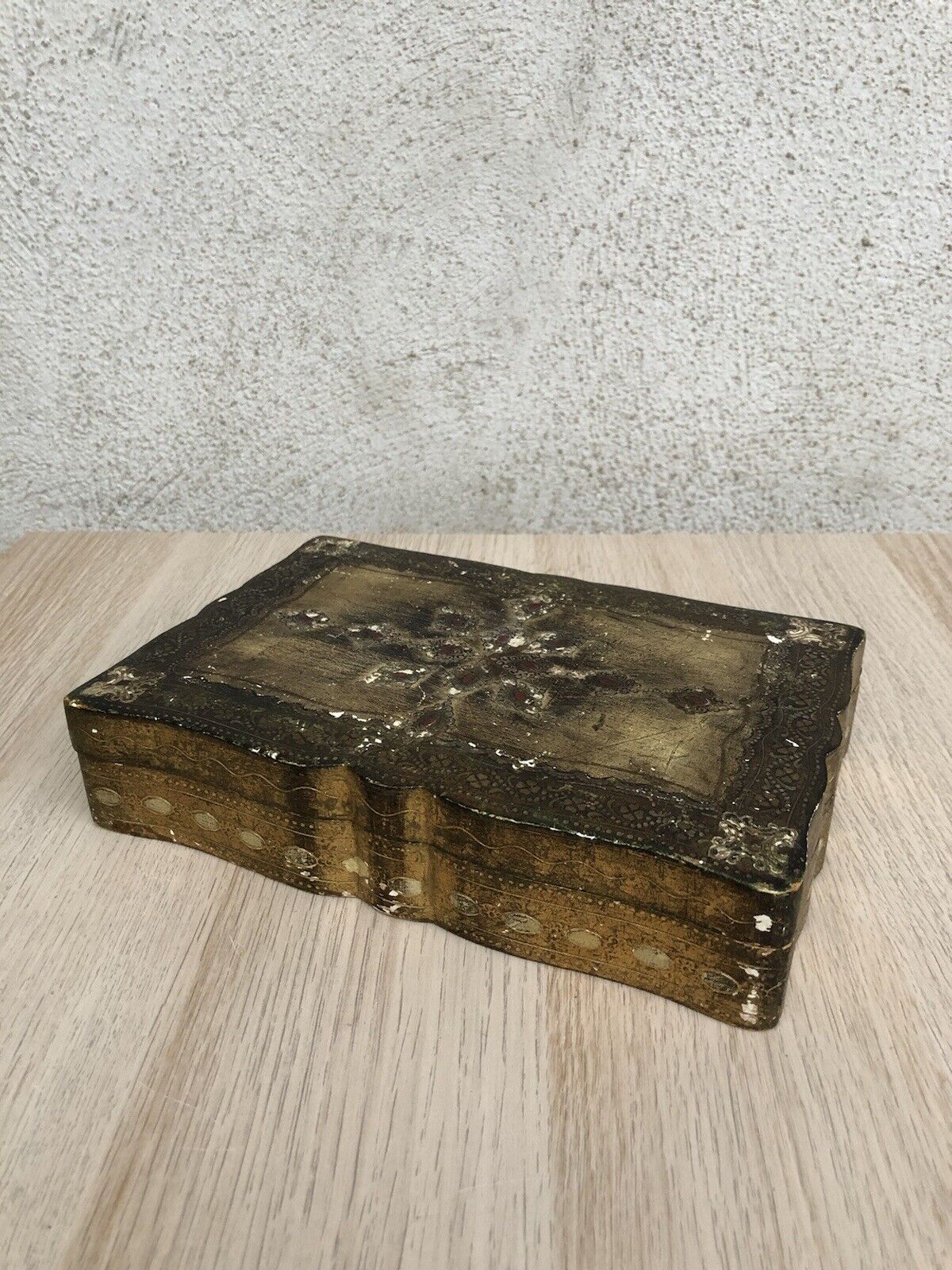 Scatola Portagioie Vintage In Legno Stile Fiorentino