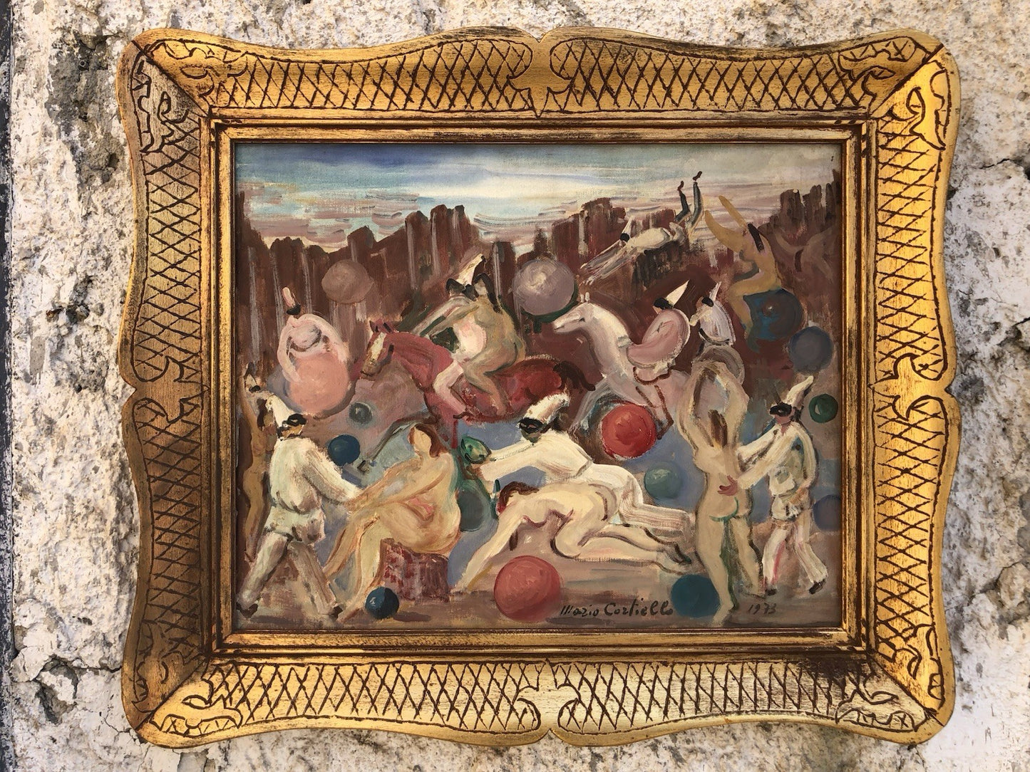 Quadro -Pulcinella- Mario Cortiello dipinto a olio su tela