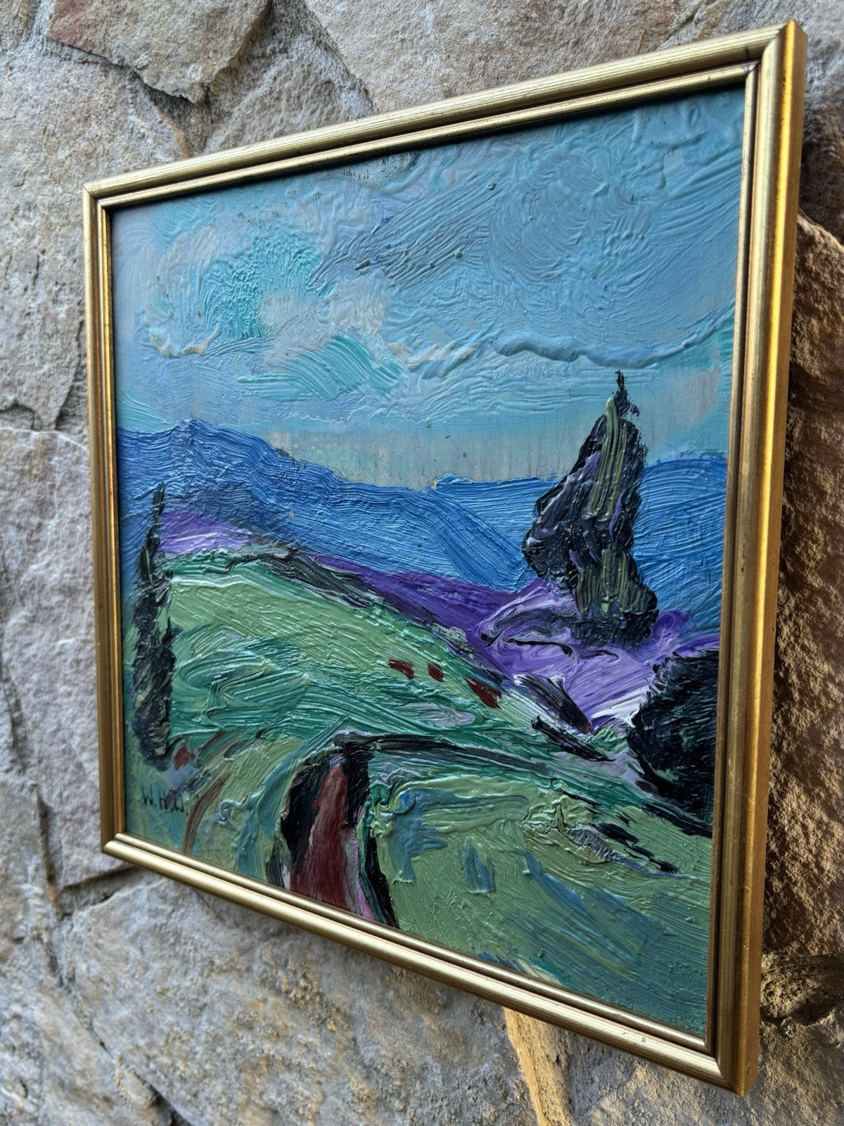 Quadro -Paesaggio- Wilken’s Hans Desiderio dipinto a olio su tavola