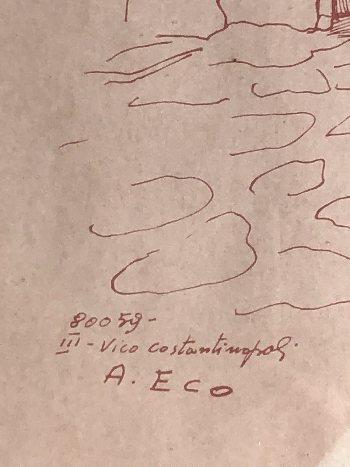 Quadro -Vico Costantinopoli- disegno a tecnica mista su carta