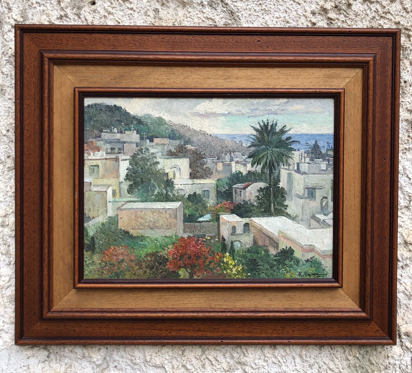 Quadro vintage -Paesaggio- dipinto a olio su masonite