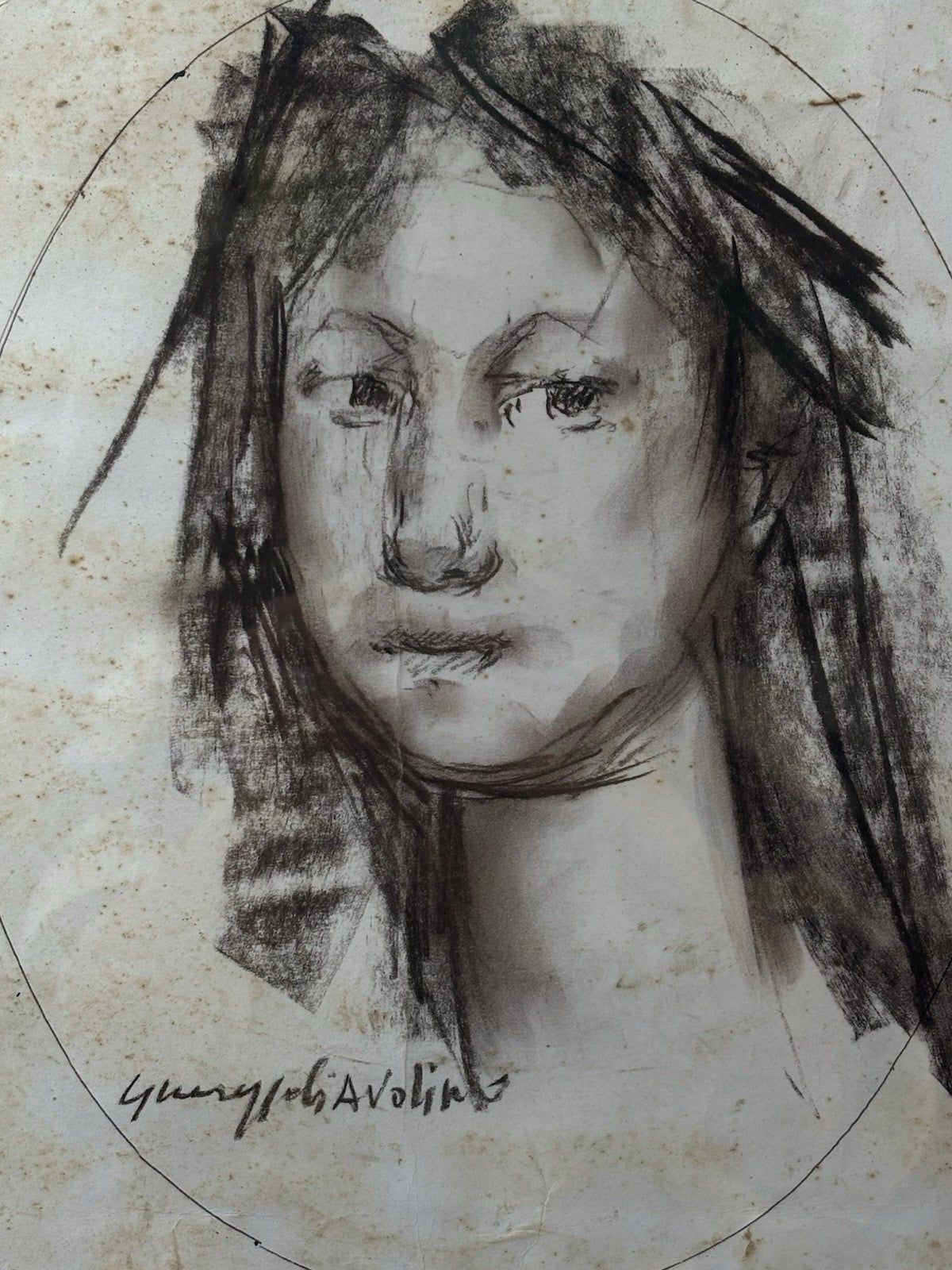 Quadro -Volto Di Donna- Giuseppe Ciavolino- disegno su carta