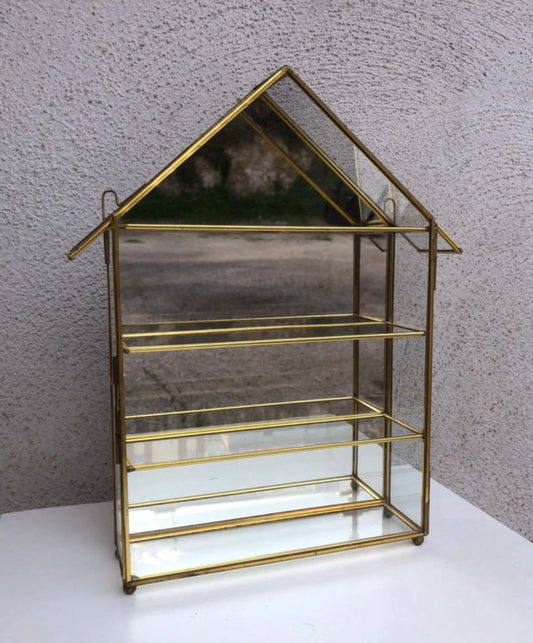 Vetrinetta portagioie vintage in vetro e metallo