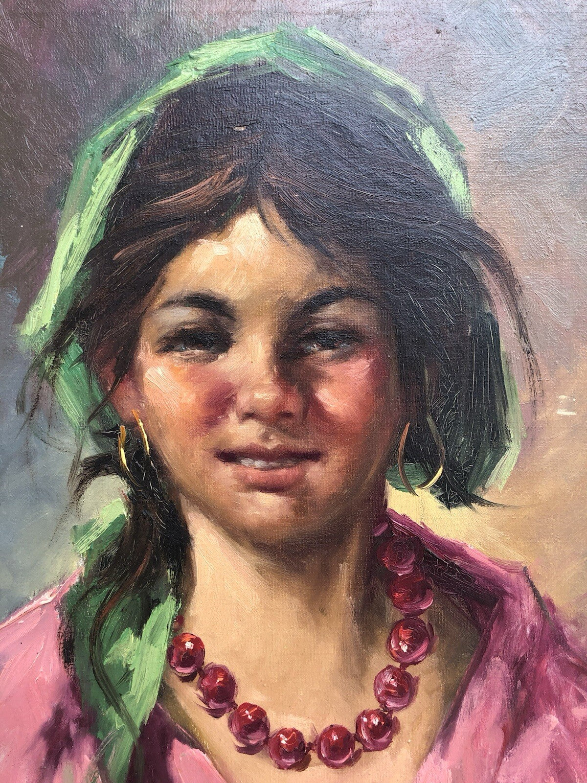 Quadro vintage -Fanciulla- dipinto a olio su tela