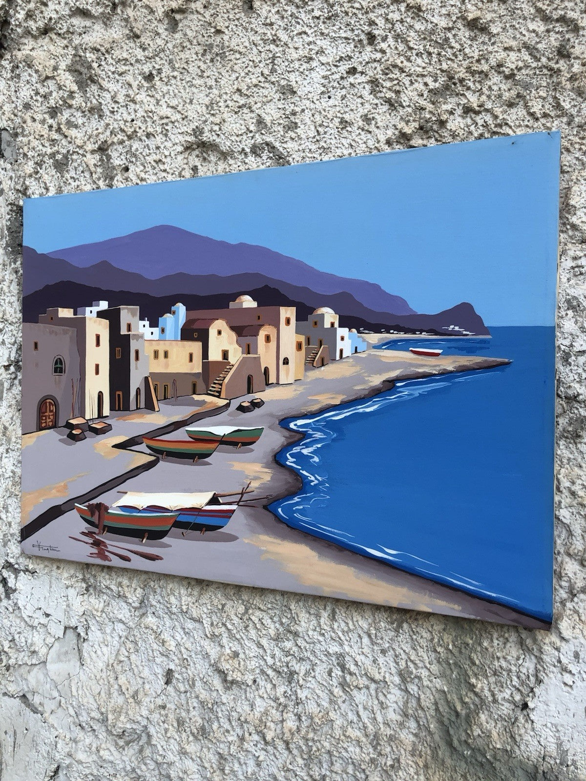 Quadro -Case Mediterranee- Vincenzo Pugliese dipinto a olio su tela