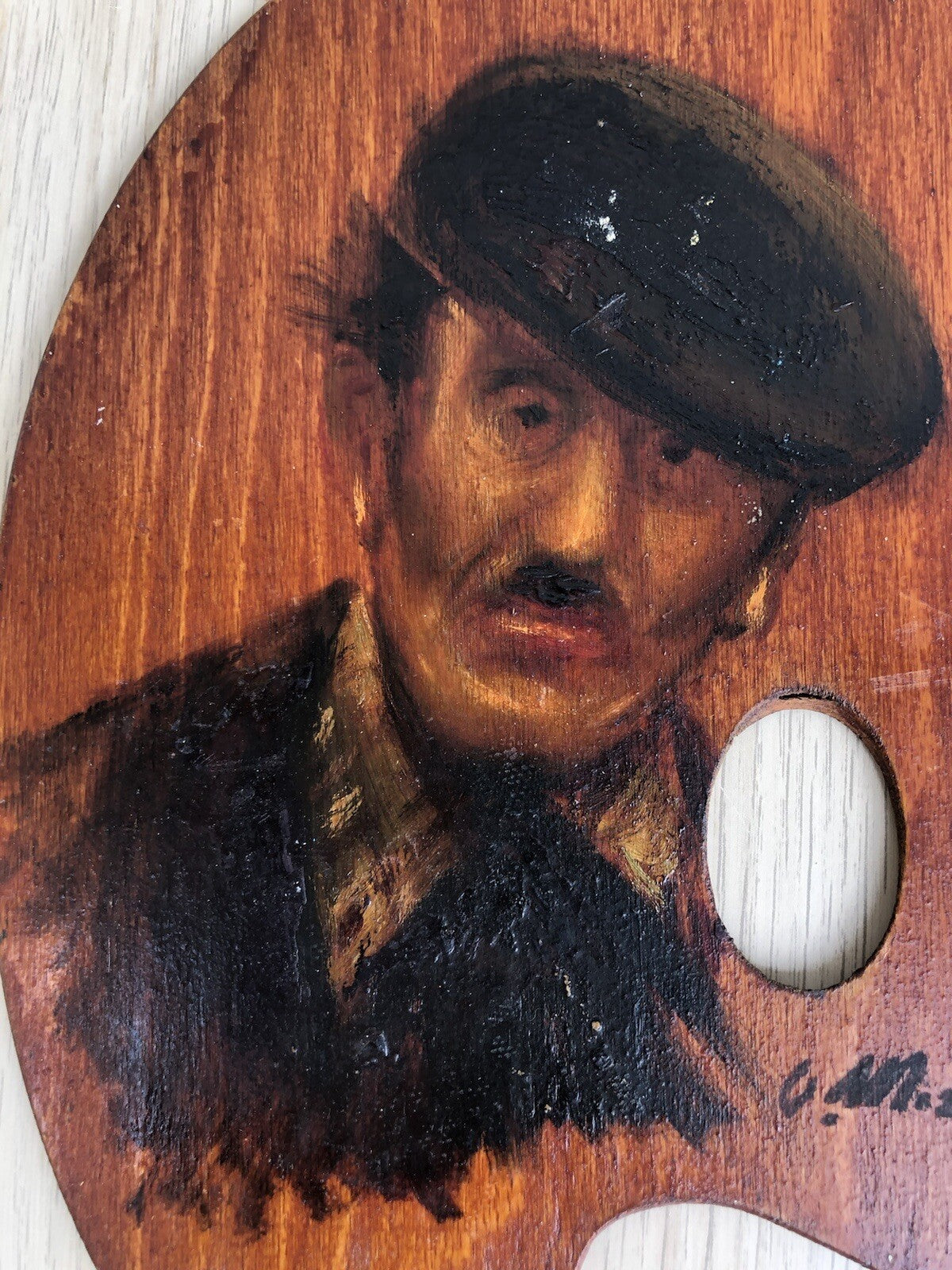 Quadro vintage -Signore Con Cappello- dipinto a olio su tavolozza