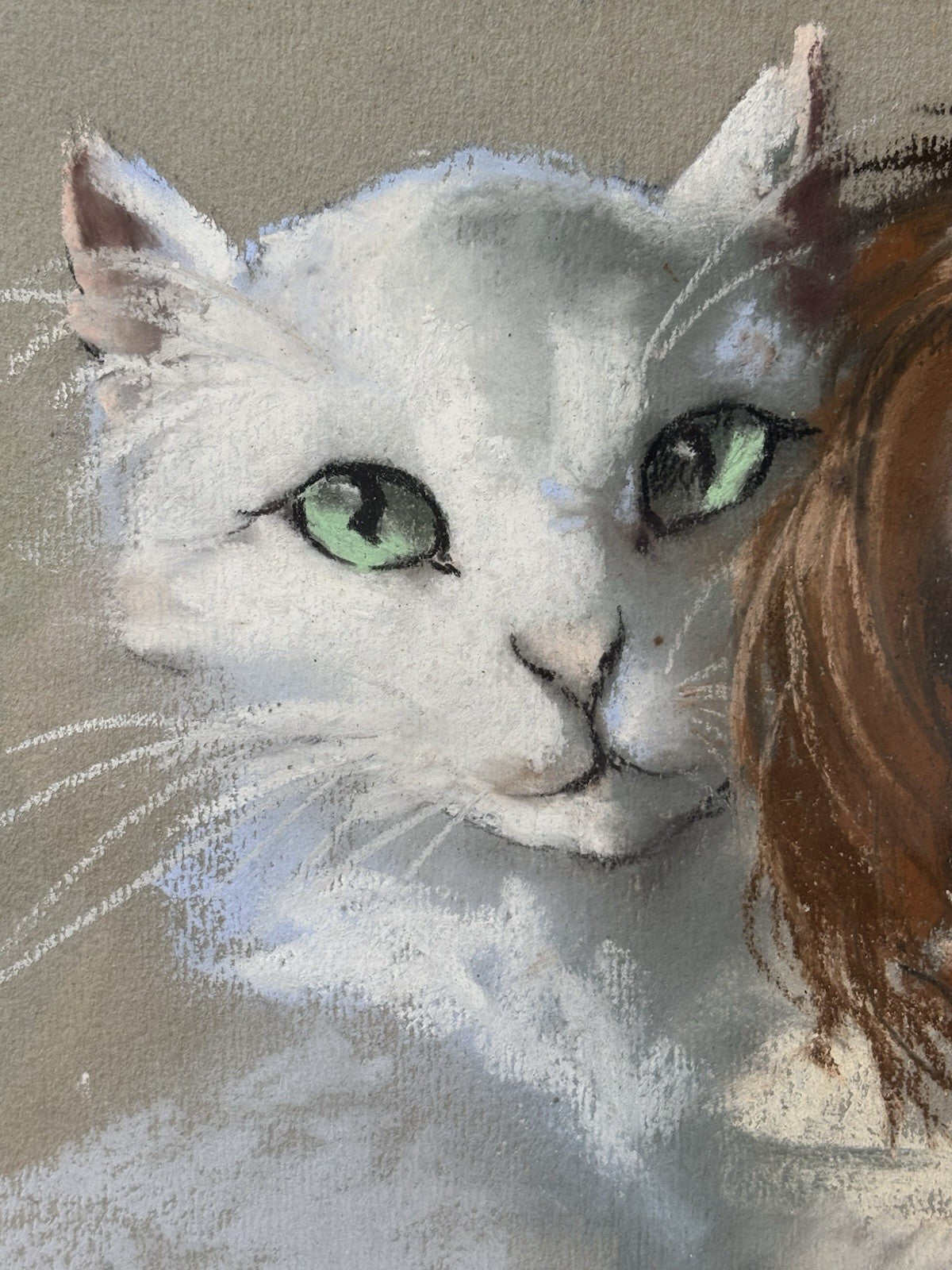 Quadro -Cane E Gatto- Marino Lenci realizzato a pastello su carta