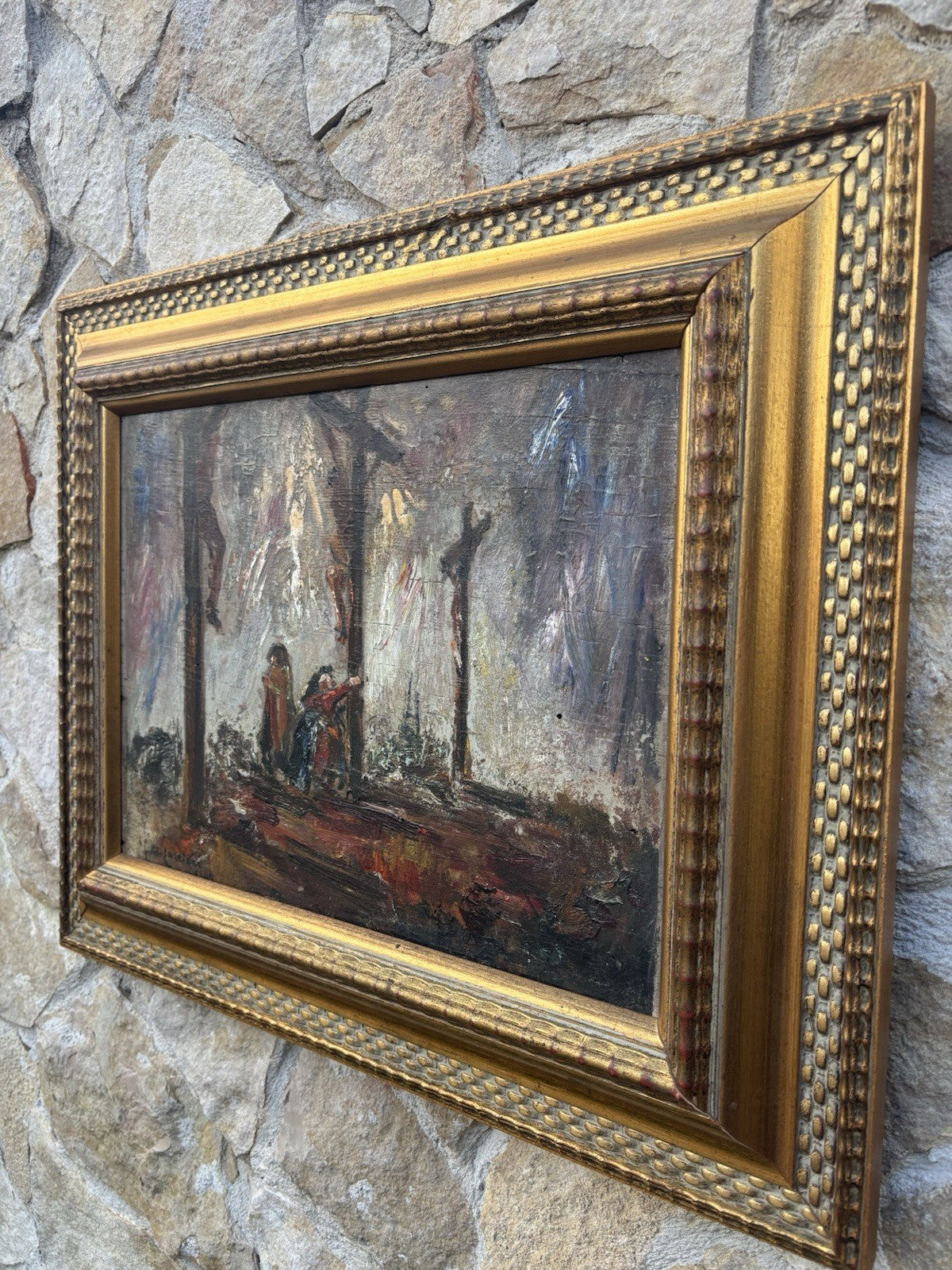 Quadro -Golgota- Guido Casciaro dipinto a olio su tavola