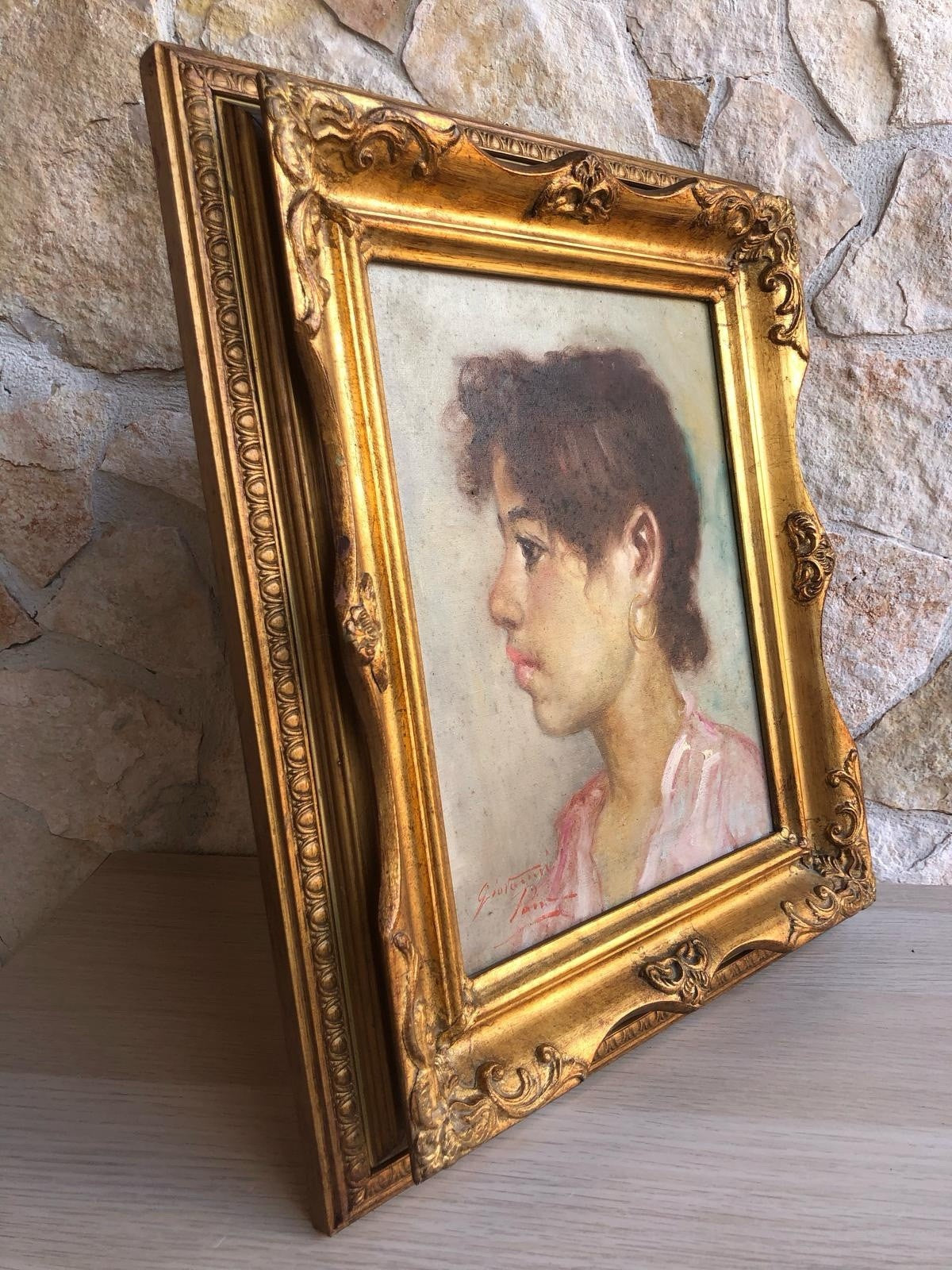 Quadro -Profilo Di Donna- Giovanni Pane dipinto a olio su tela