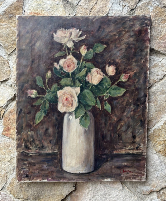Quadro -Vaso Con Fiori- dipinto a olio su tela