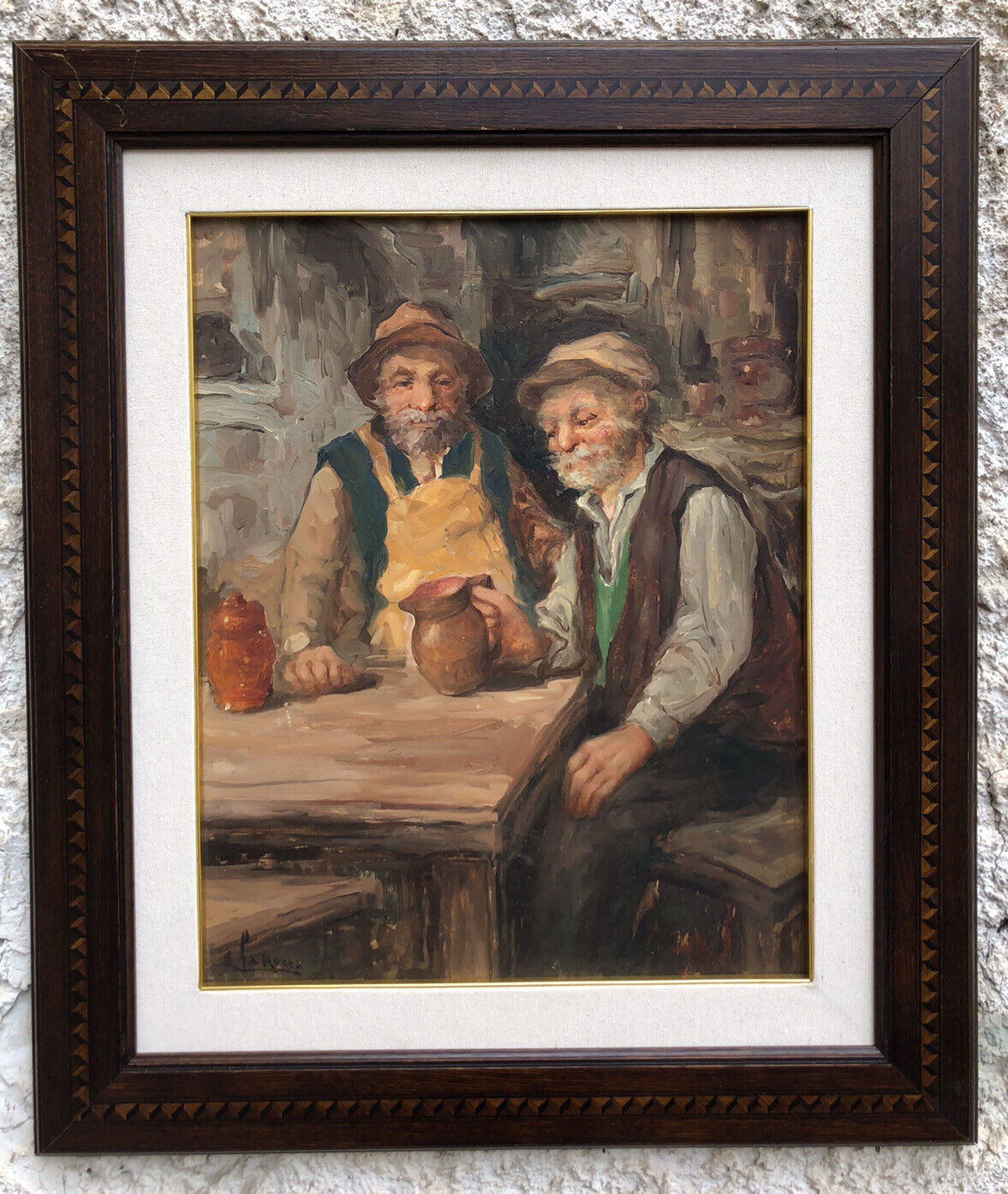Quadro vintage -Vecchi Bevitori-dipinto a olio