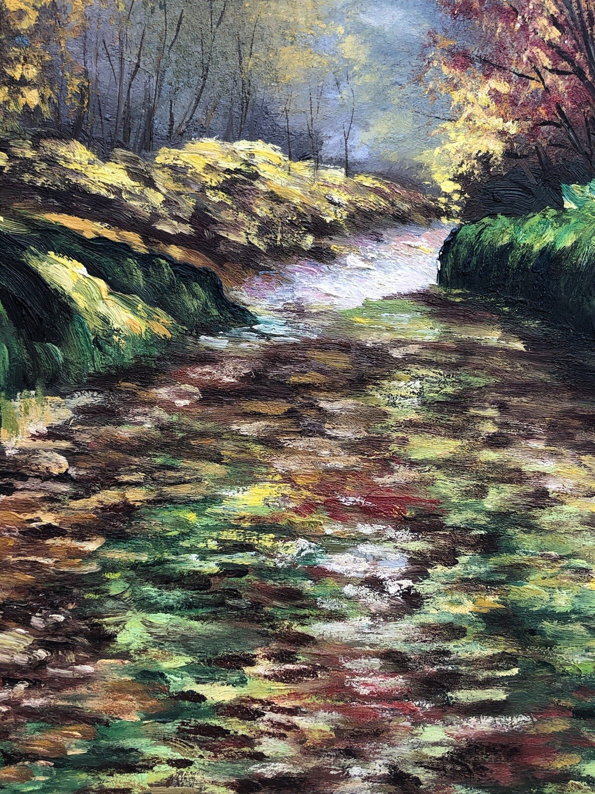 Quadro vintage -Paesaggio Boschivo- dipinto a olio su masonite