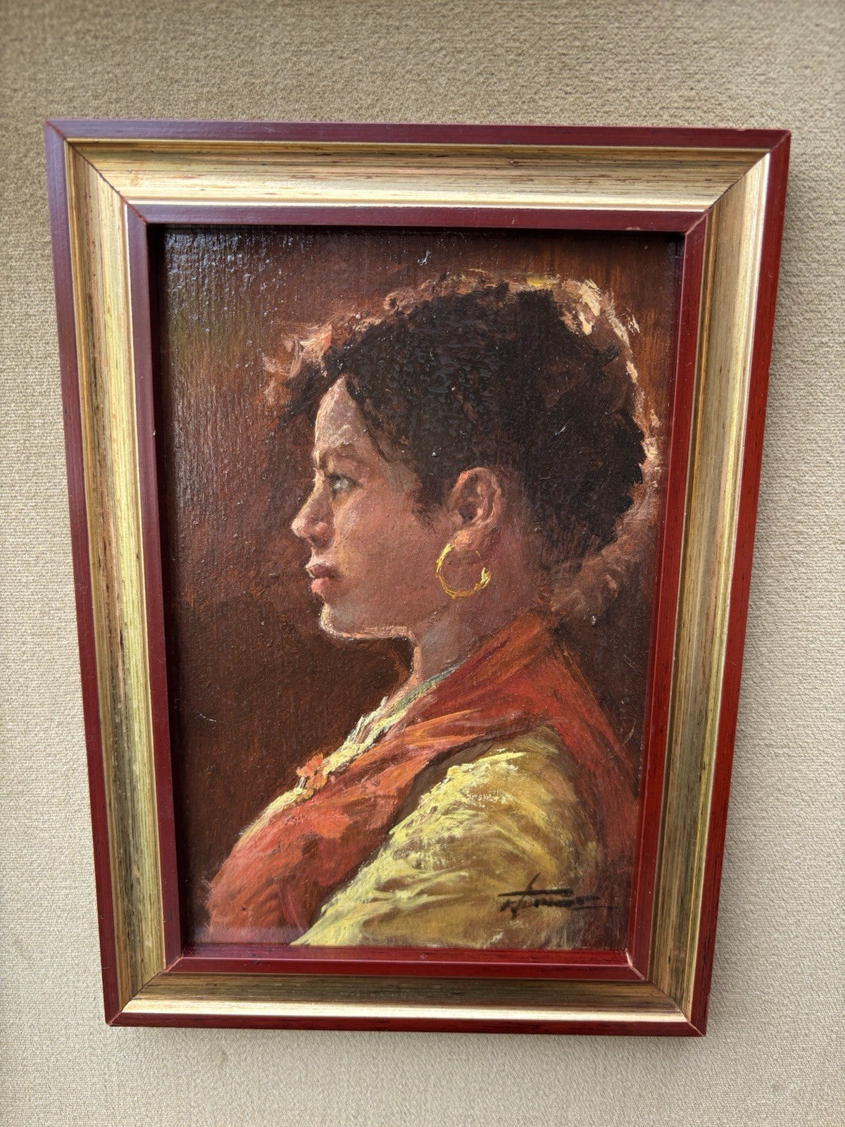 Quadro -Profilo Di Donna- Francesco Tammaro dipinto a olio su tavoletta