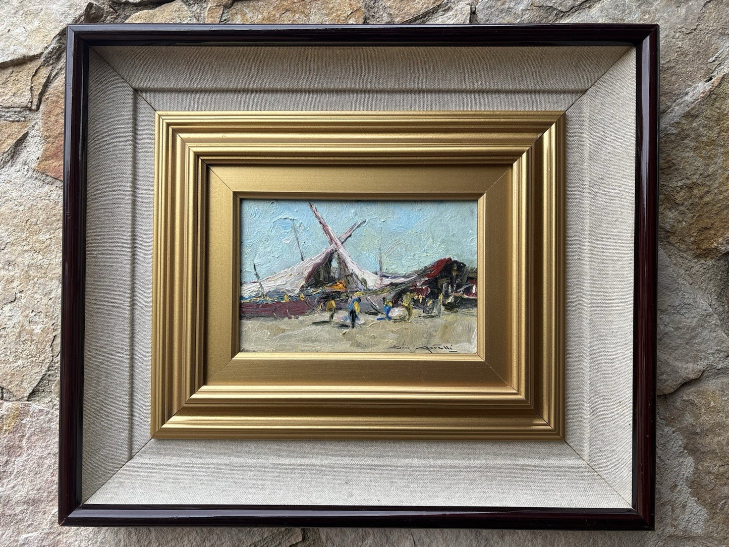 Quadro -Barche A Riposo- Rocco Carvelli- dipinto a olio