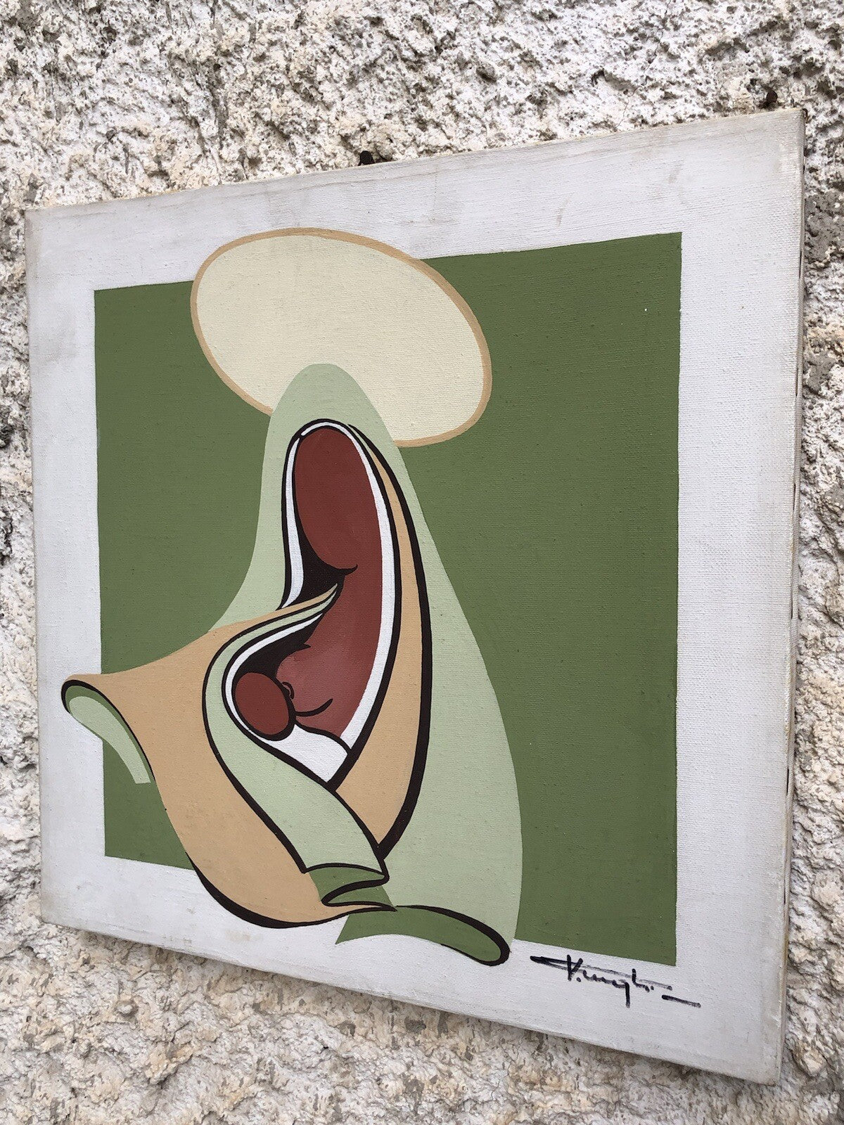Quadro vintage -Immagine Sacra- dipinto ad acrilico su tela