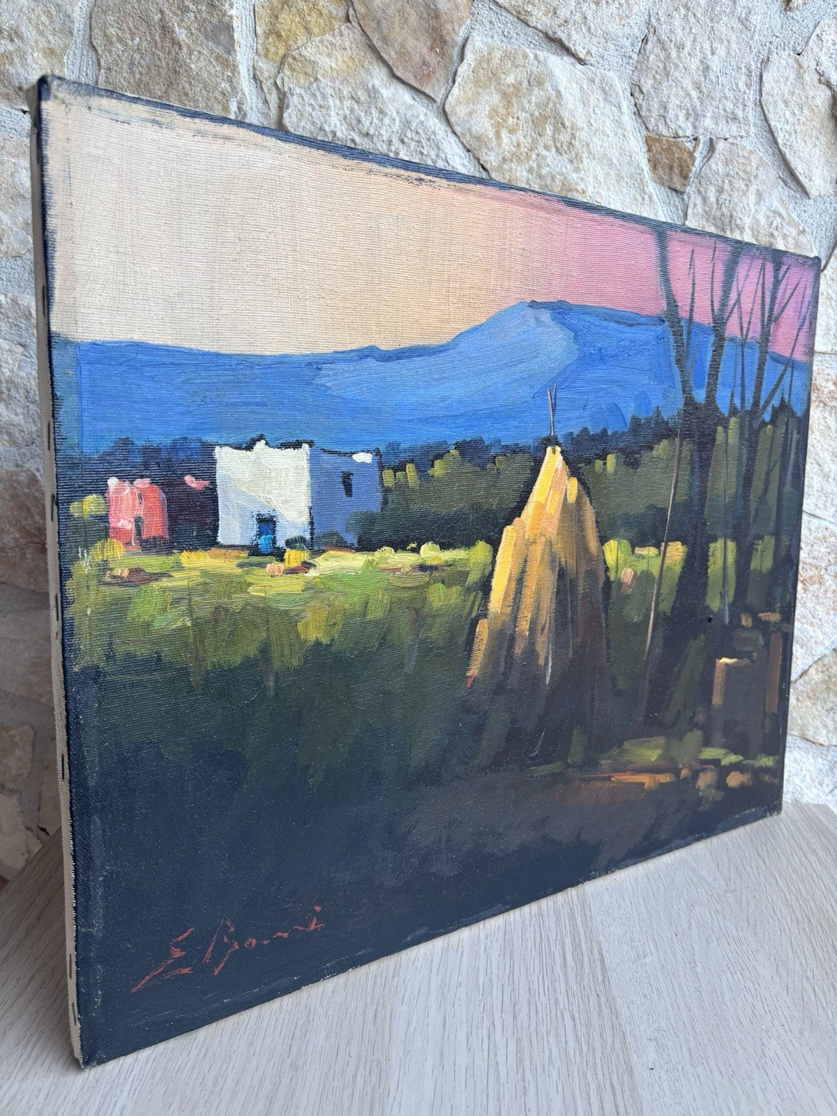 Quadro -Paesaggio Di Campagna- Enrico Bonè dipinto a olio su tela