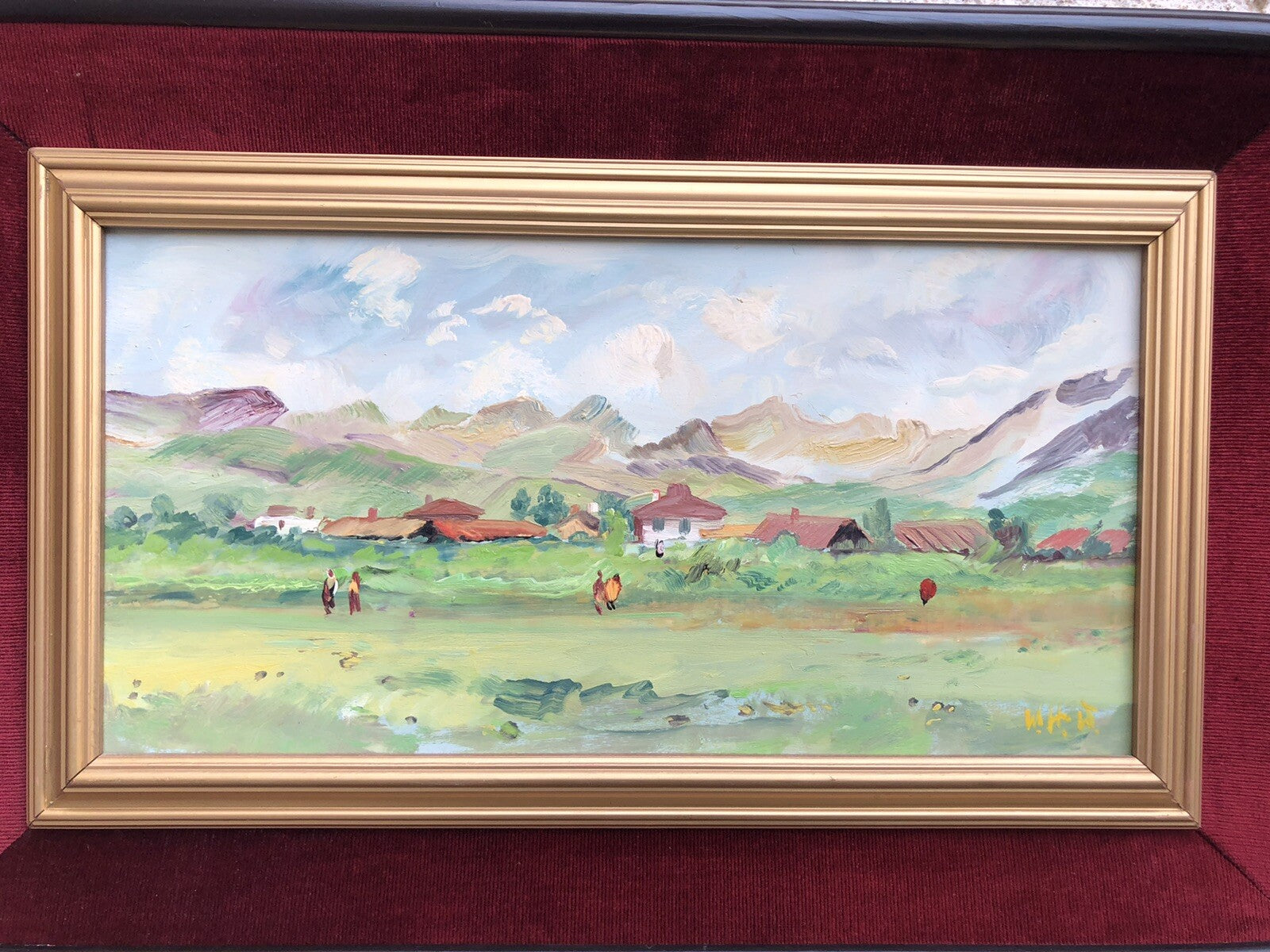 Quadro vintage -Paesaggio Alpino- dipinto a olio su tavoletta
