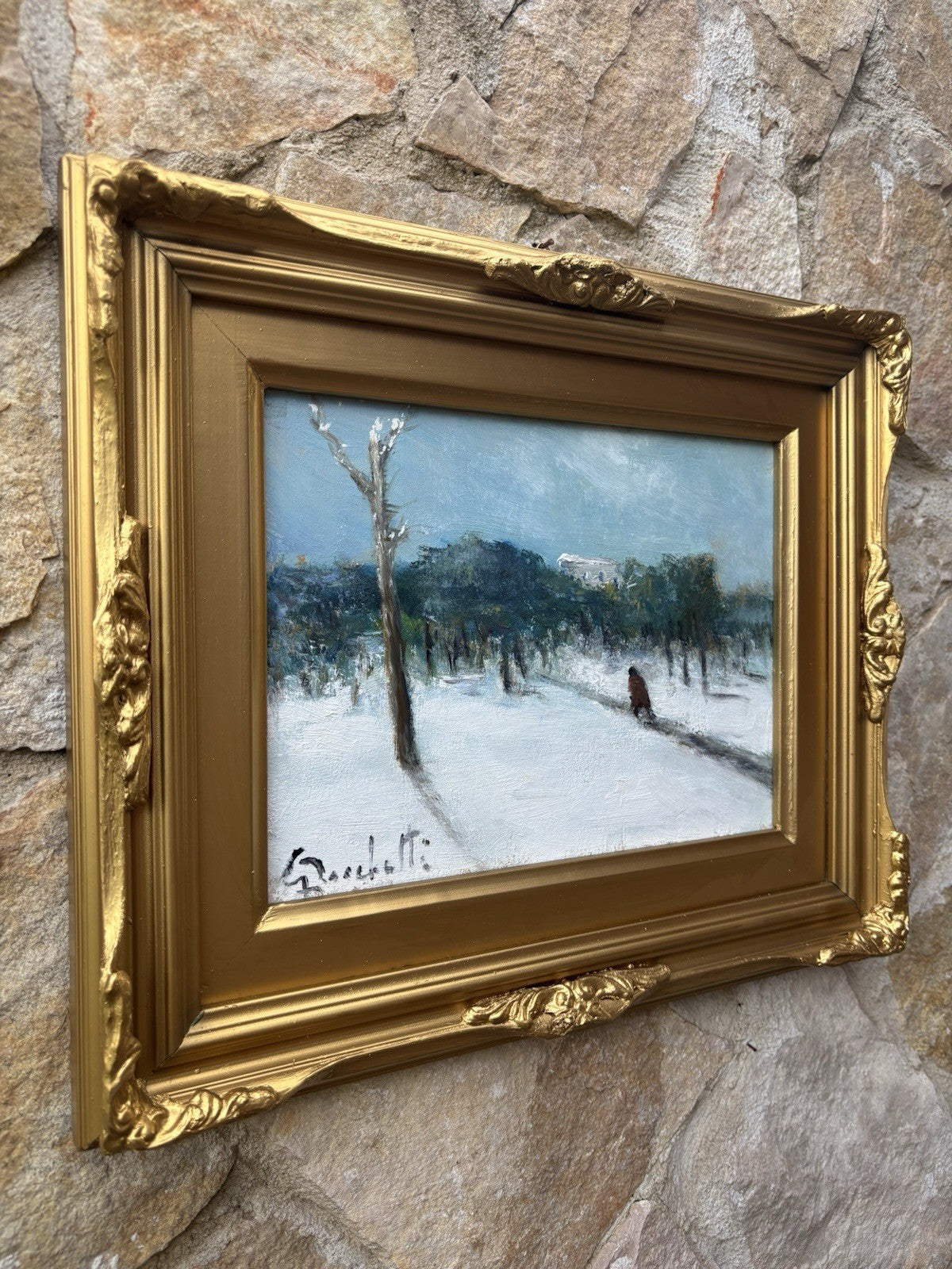 Quadro -Paesaggio Innevato- Gaetano Bocchetti dipinto a olio
