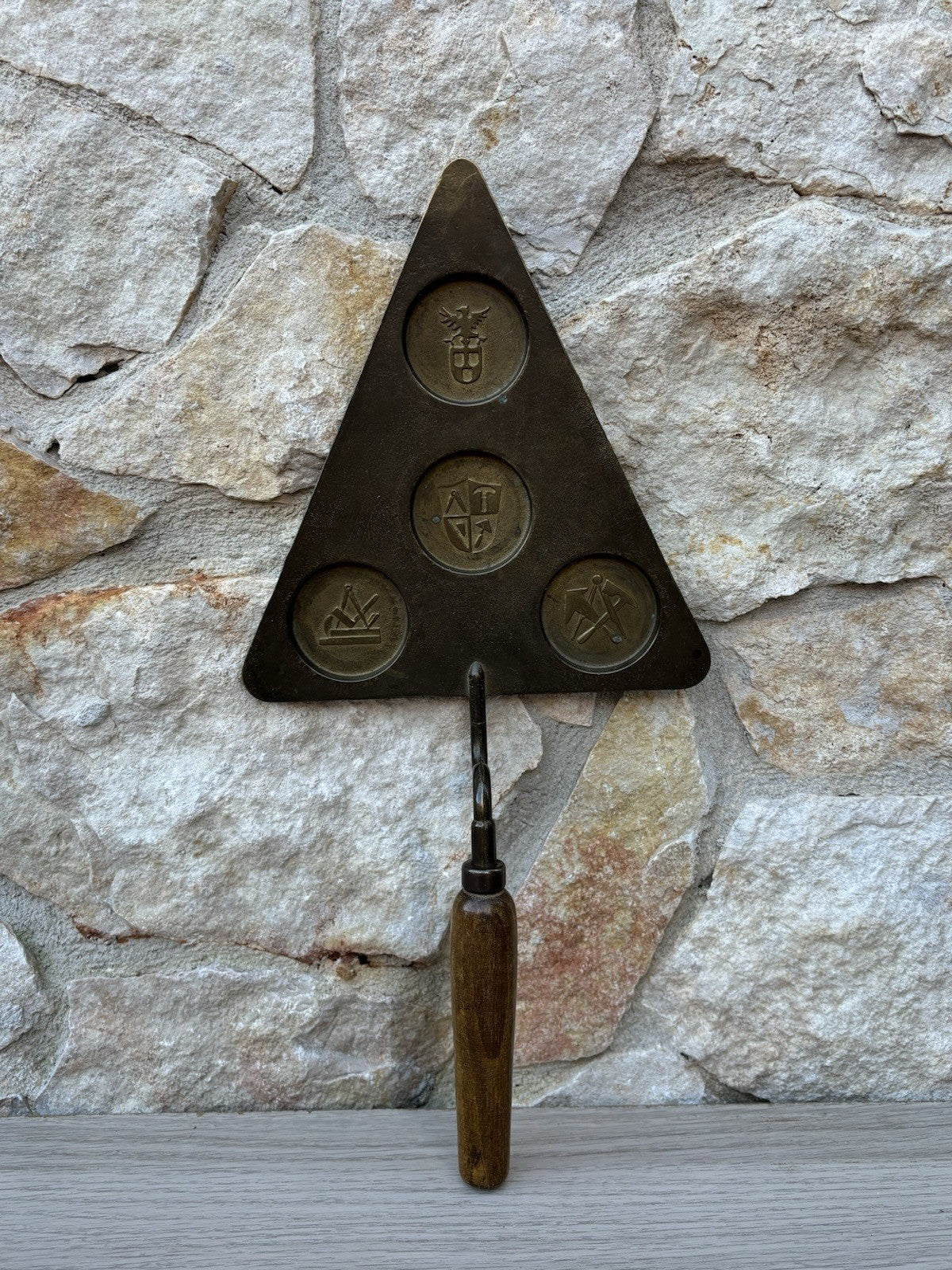 Cazzuola Massonica Vintage In Ottone E Legno