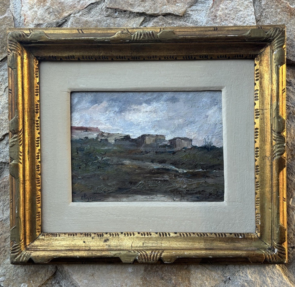 Quadro antico -Paesaggio- Ermete Liguori dipinto a olio su tavoletta
