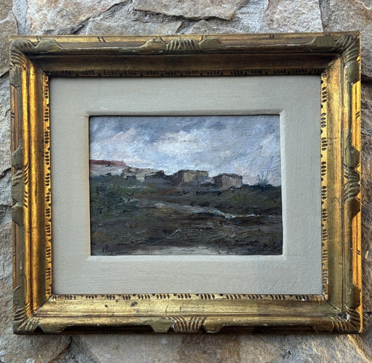 Quadro antico -Paesaggio- Ermete Liguori dipinto a olio su tavoletta