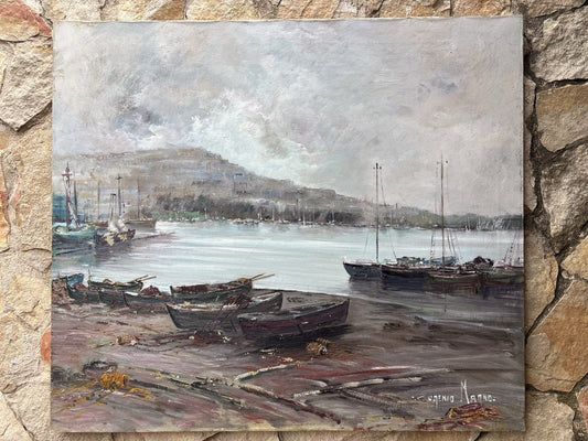 Quadro -Marina Di Mergellina- Eugenio Magno- dipinto a olio su tela