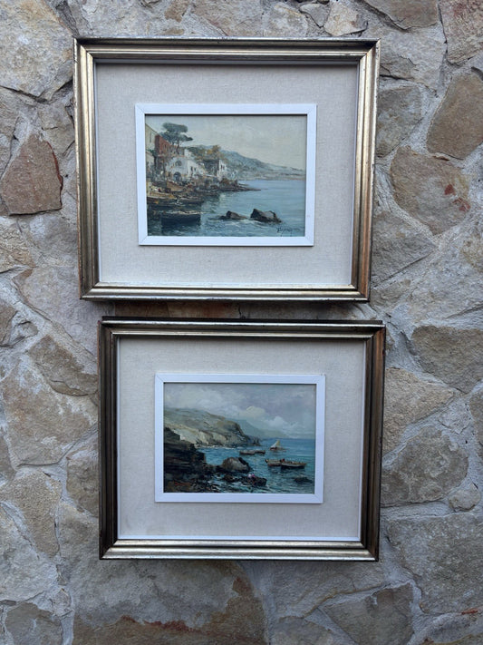 Coppia di quadri -Marine- Ciro Canzanella dipinti a olio su tavoletta