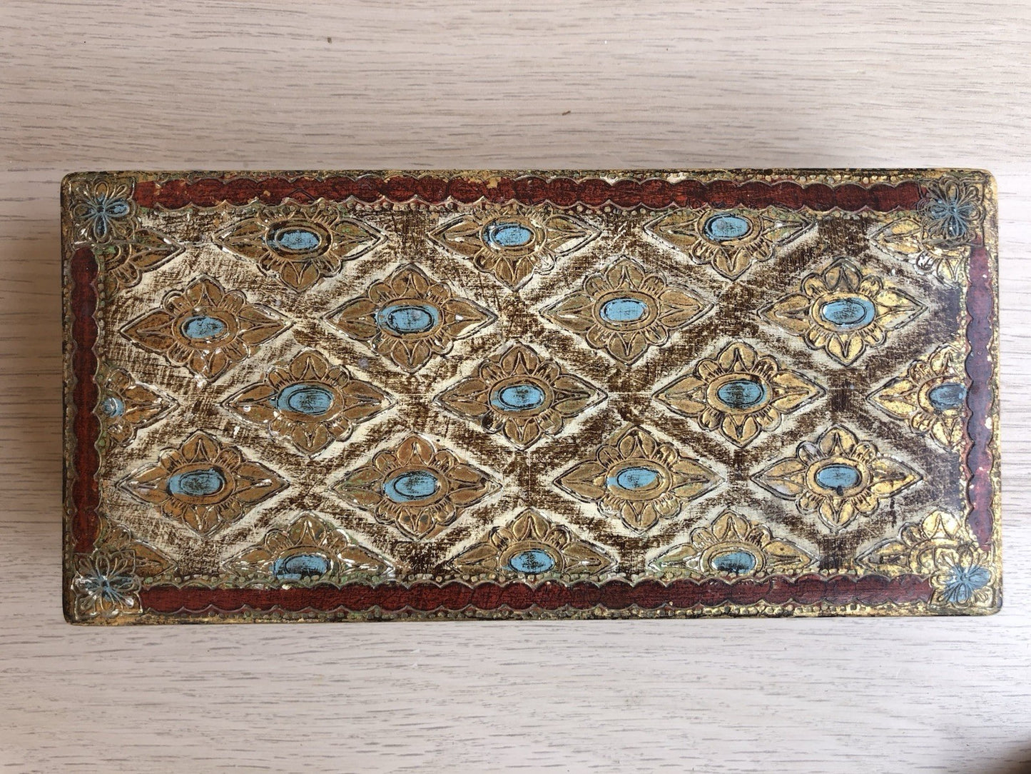 Scatola Portagioie Vintage In Legno Stile Fiorentino
