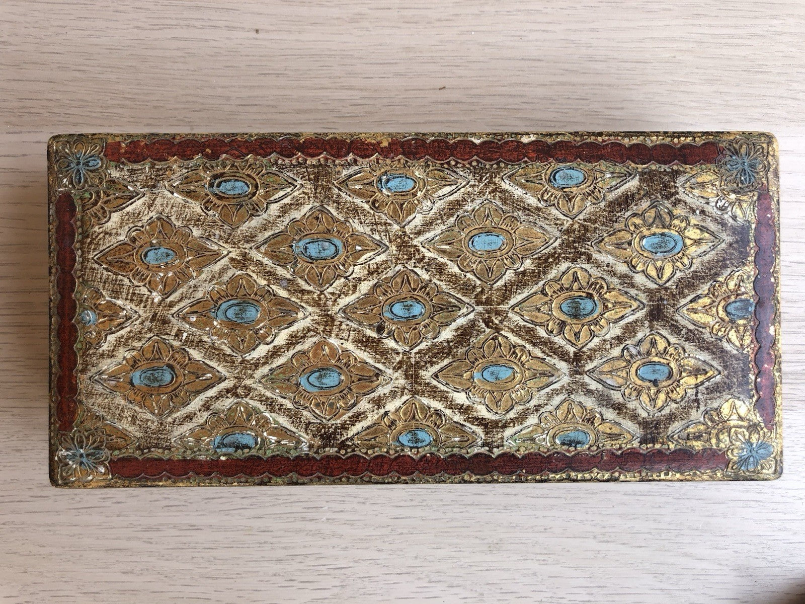 Scatola Portagioie Vintage In Legno Stile Fiorentino