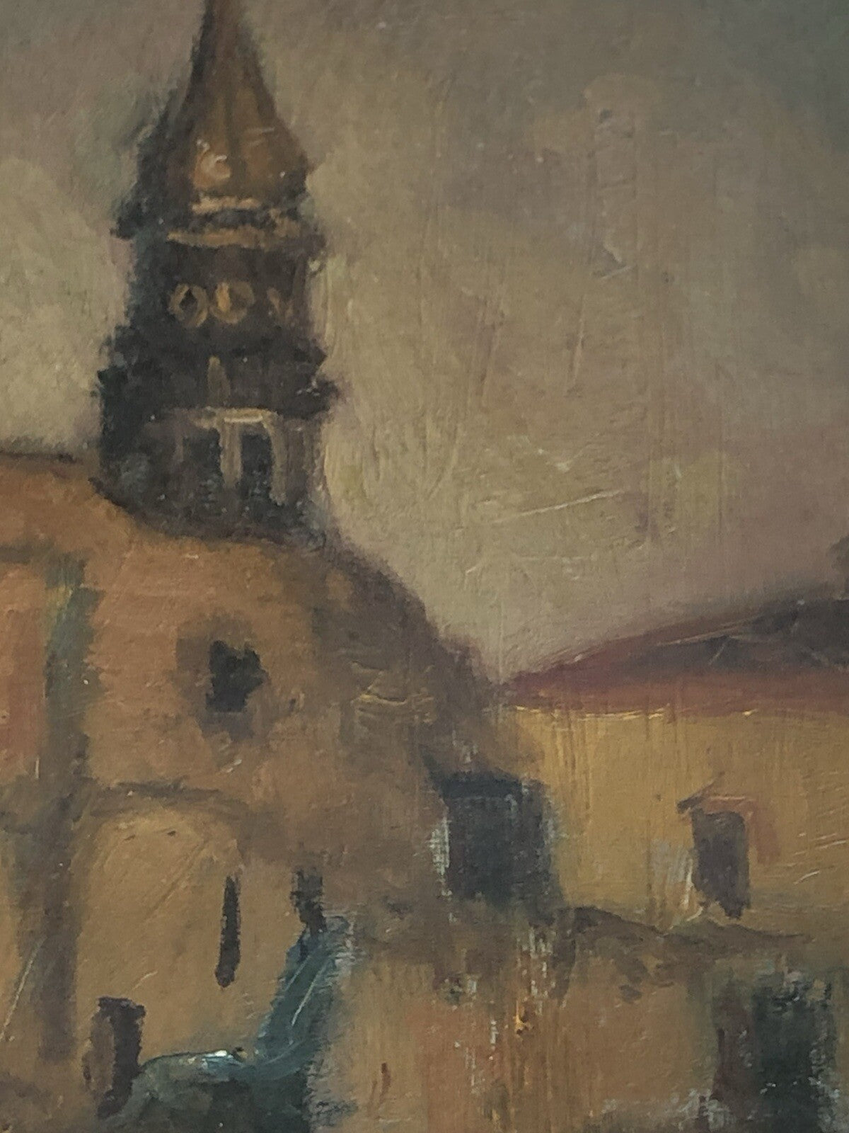 Vecchio Quadro -Nei Pressi Del Campanile- dipinto a olio su tavoletta