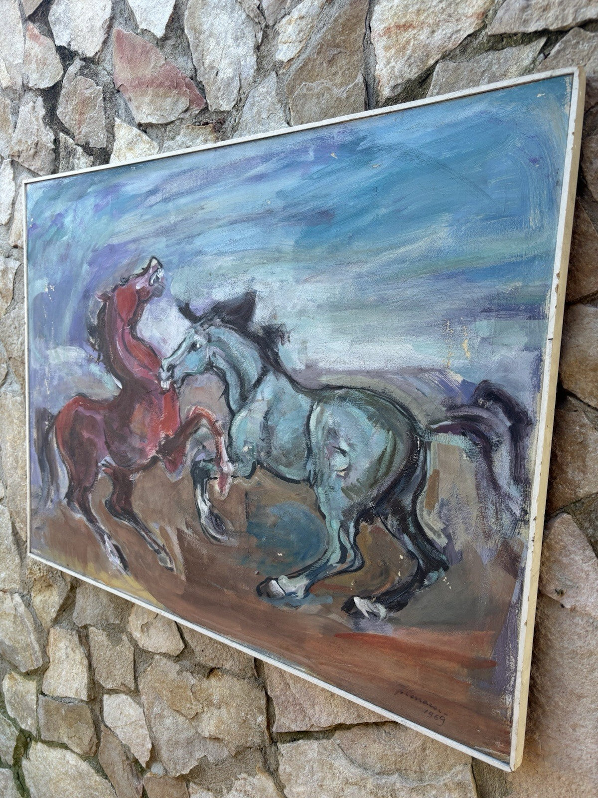 Quadro -Cavalli- Ferruccio Torraca- dipinto a olio su tela